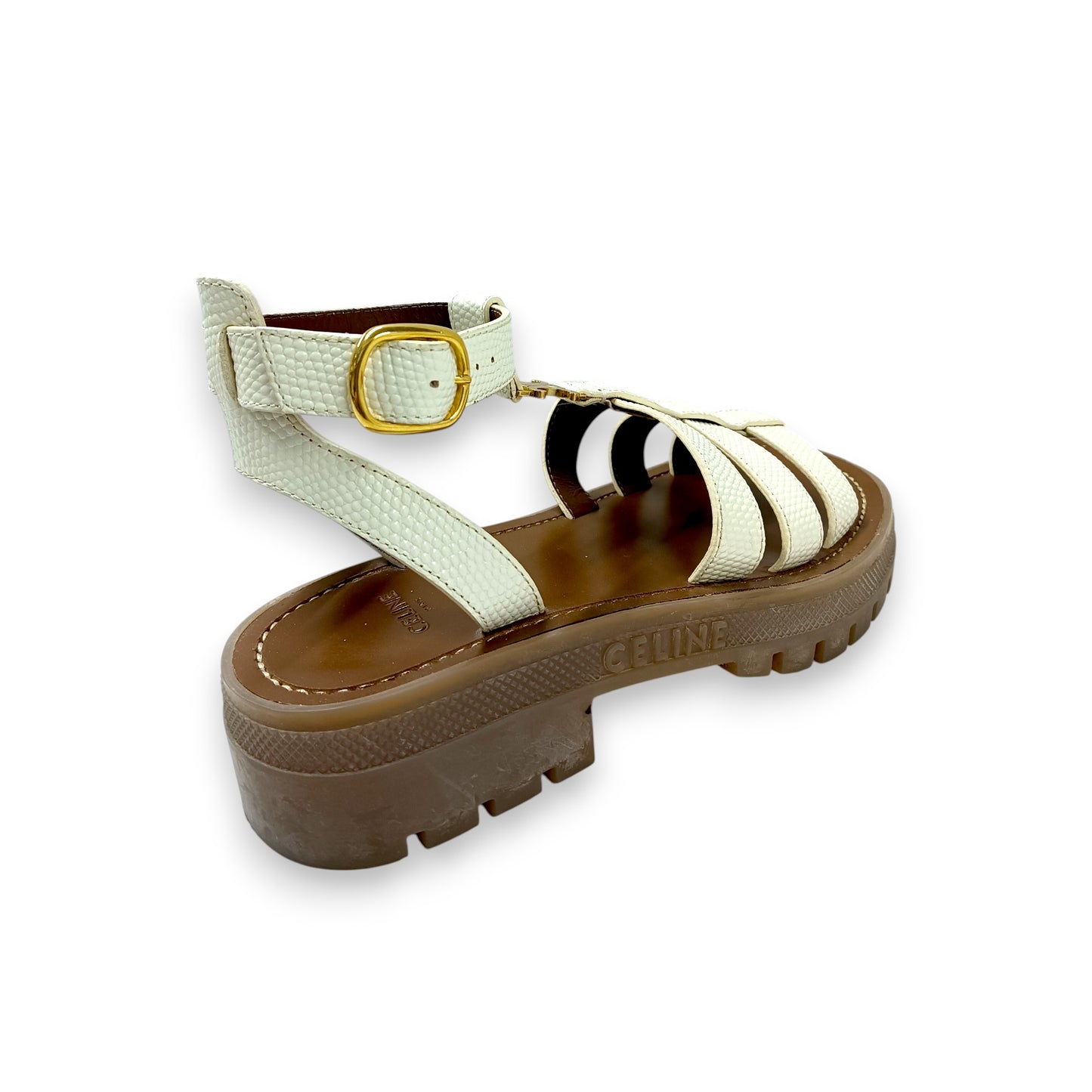 CELINE Sandal 36 Lady's Beige/Brown Rank (B) Stain BF1203