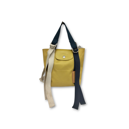 LONGCHAMP Shoulder Bag 10202HCC127 Yellow/Navy Le Pliage Re play Canvas Rank(B)