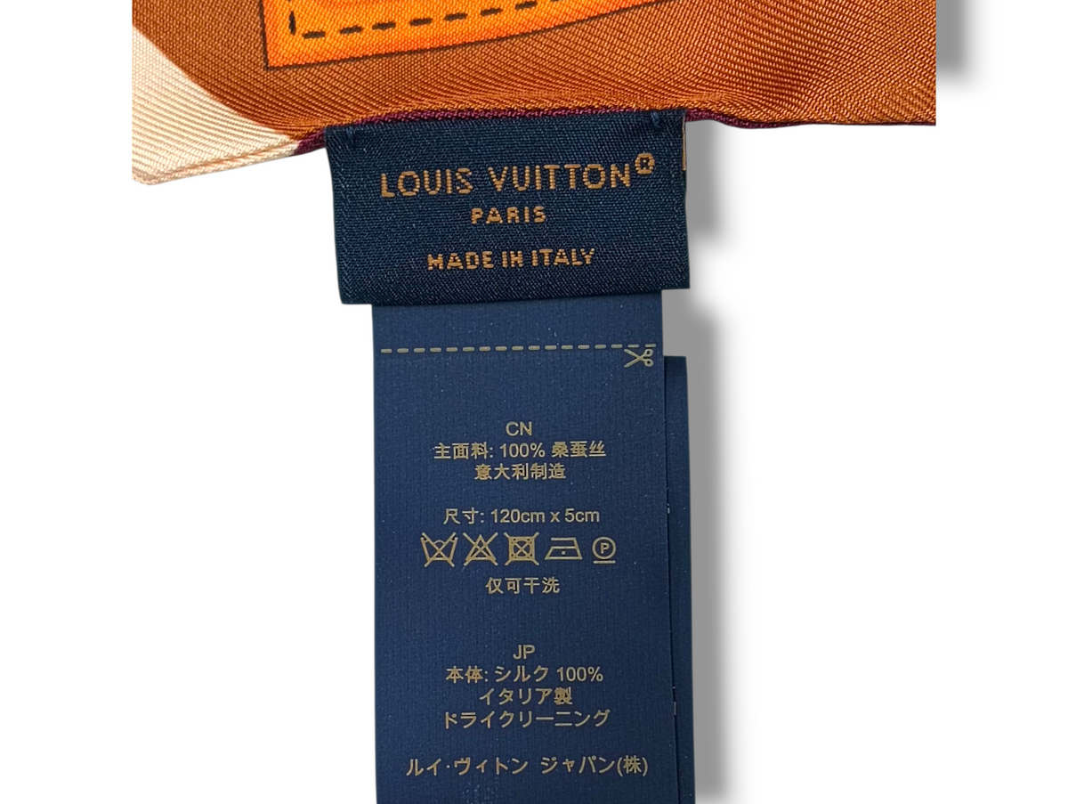LOUIS VUITTON SCARF M97340 RANK(A) BURGUNDY/BROWN GM3275 FLOWER AND STRAPS BB BANDEAU