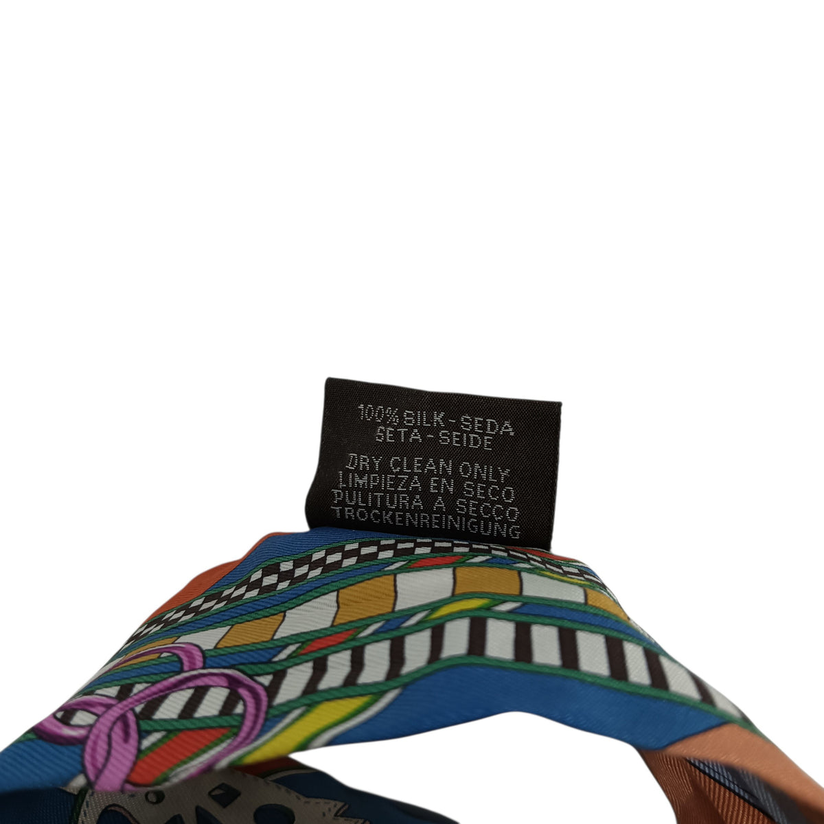 HERMES Scarf Twilly Blue/Yellow/Multi color **Stain Bdrides et Gris Gris