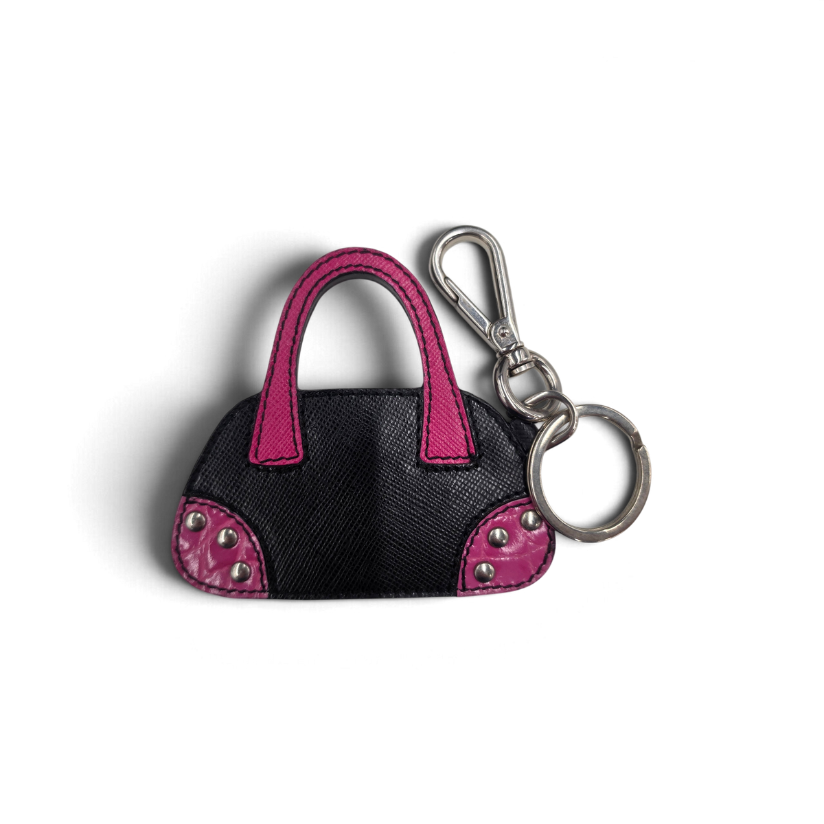 Prada Key Ring Rank (B) Black Pink