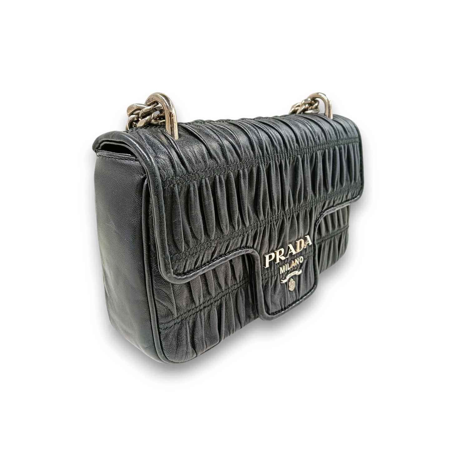 PRADA Shoulder Bag 1BD140 Rank (B) Black Damage/Stain