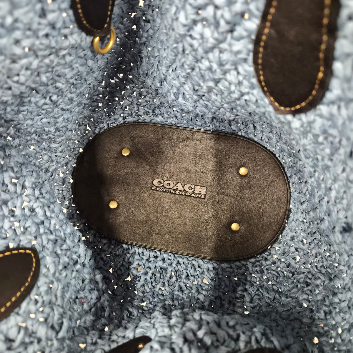 COACH Tote Bag CA035 Blue B2222 Small Tote with Strawberry Embroidery Rank(B)