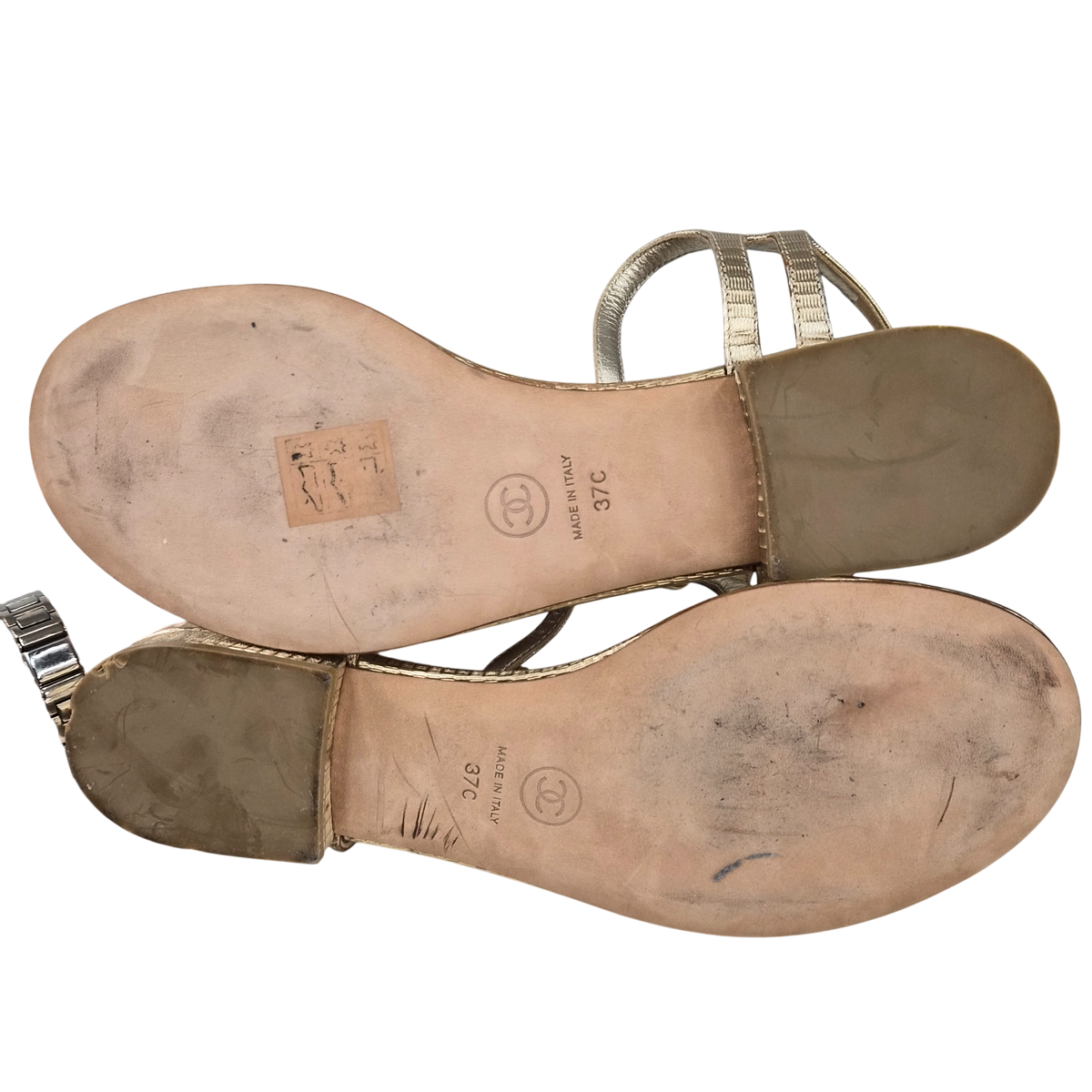 CHANEL Sandal SIZE 37 Lady's Gold Rank(B)