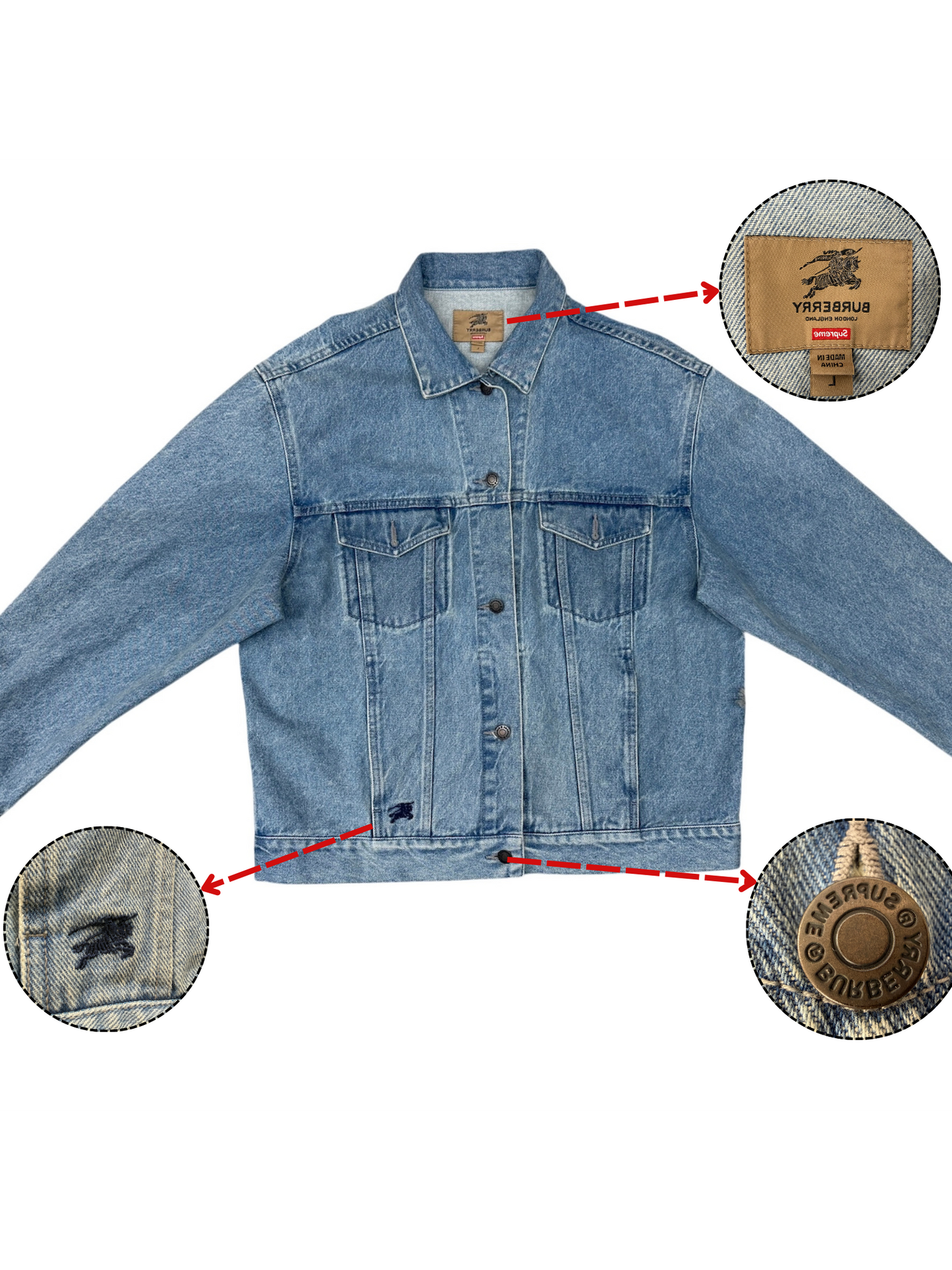 BURBERRY X SUPREME JACKET SIZE L SKY BLUE 101837