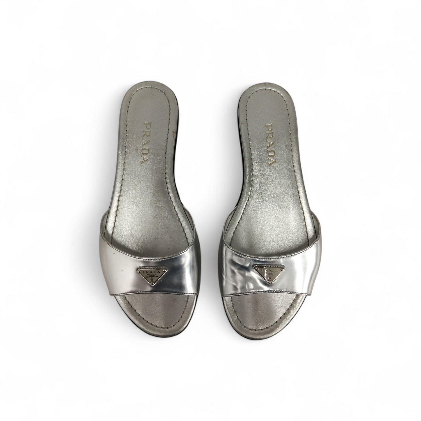 PRADA Sandal 38 Lady's Silver *Stain/Damage* Rank B
