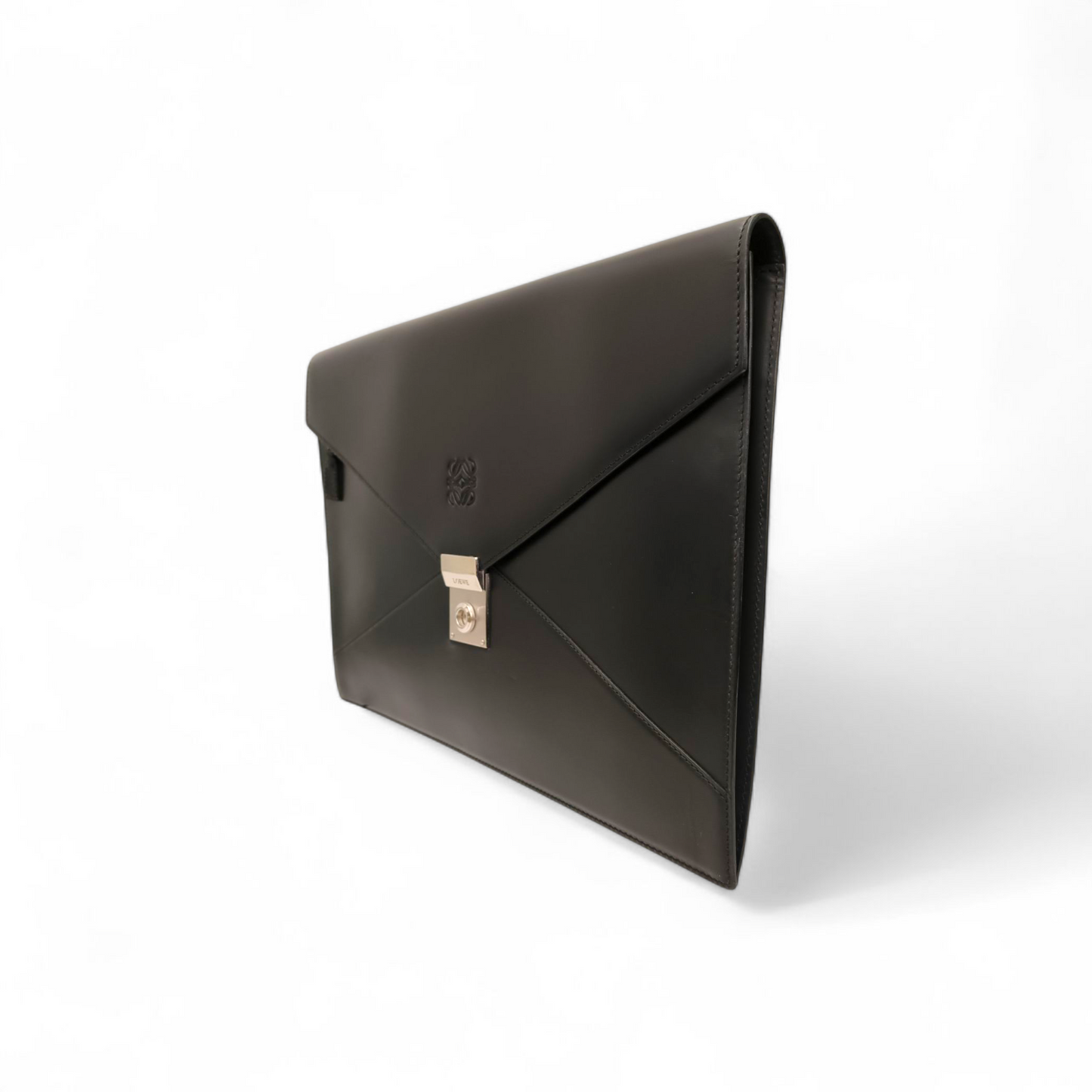 LOEWE Clutch Bag Black MADRID 1846 Rank B