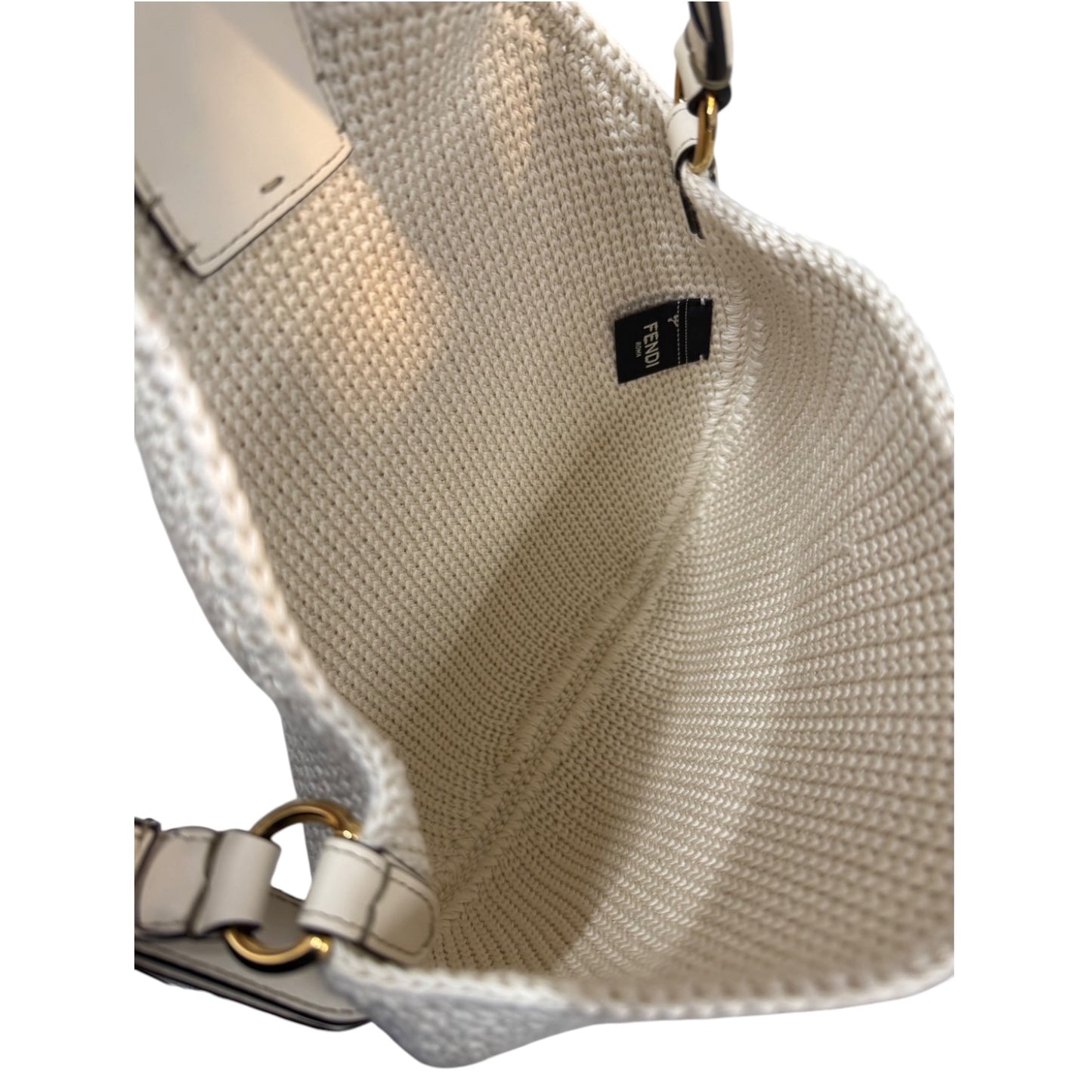FENDI Handbag Crochet 8BR790 White Rank (A)