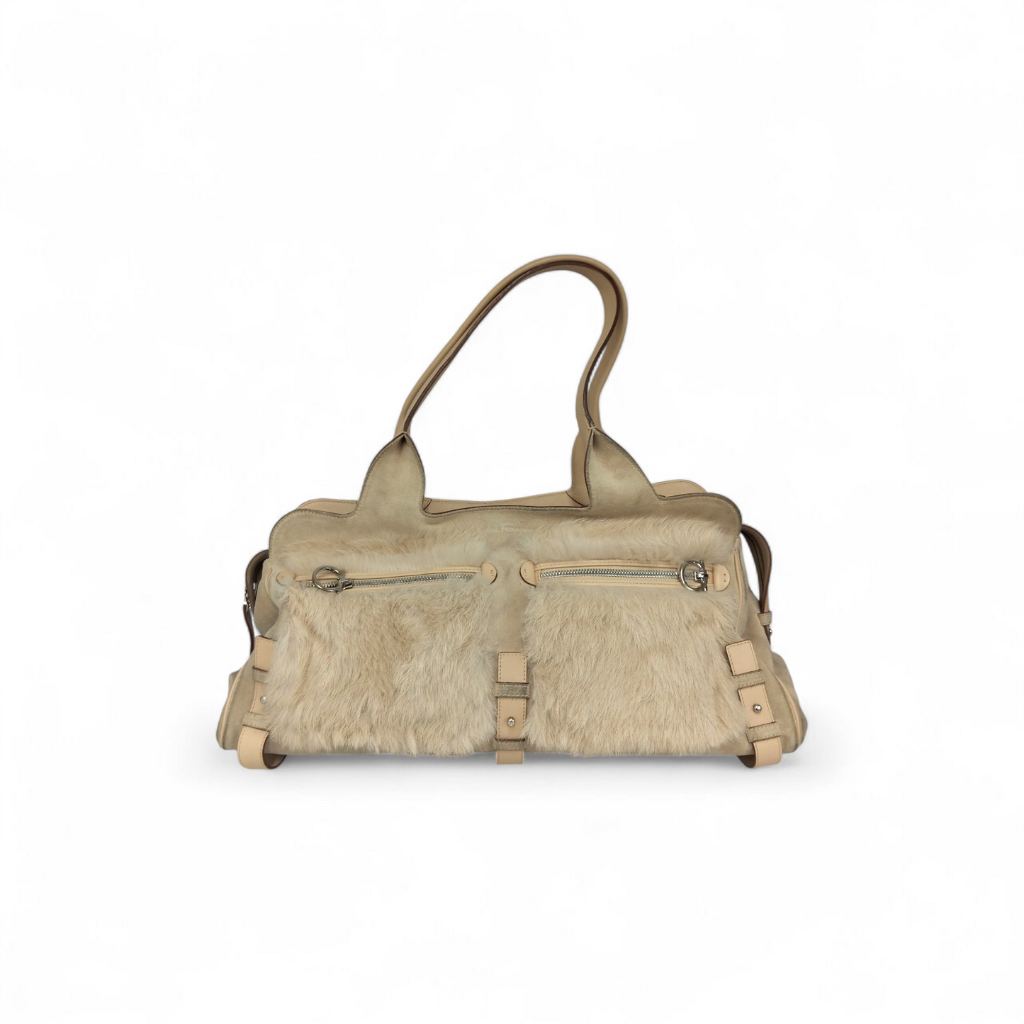 Salavatore Ferragamo rabit Fur Shoulder Bag DH-21 5742 *Stain* Rank B