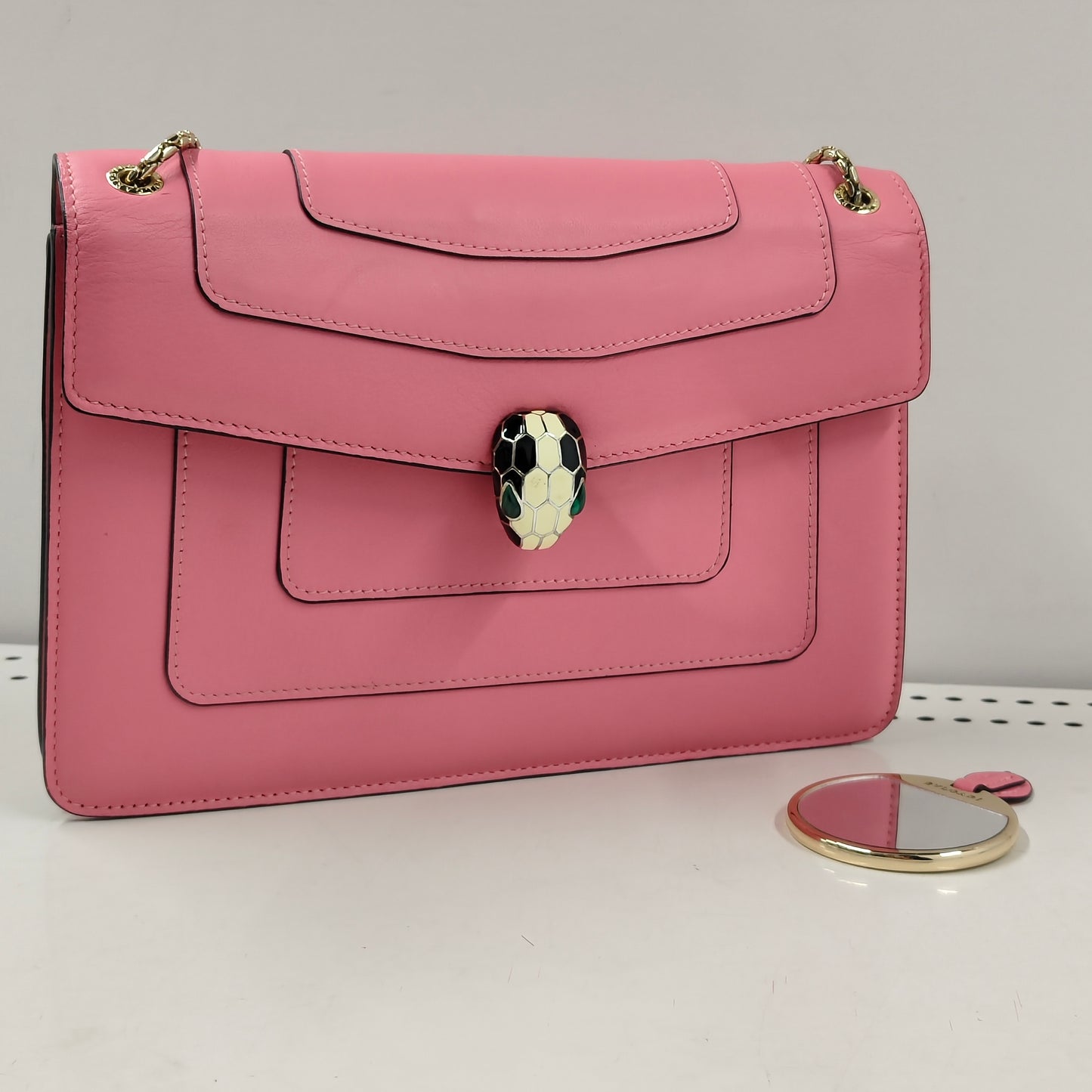 BVLGARI Shoulder Bag CA-D17-283765 Pink Stain Rank B