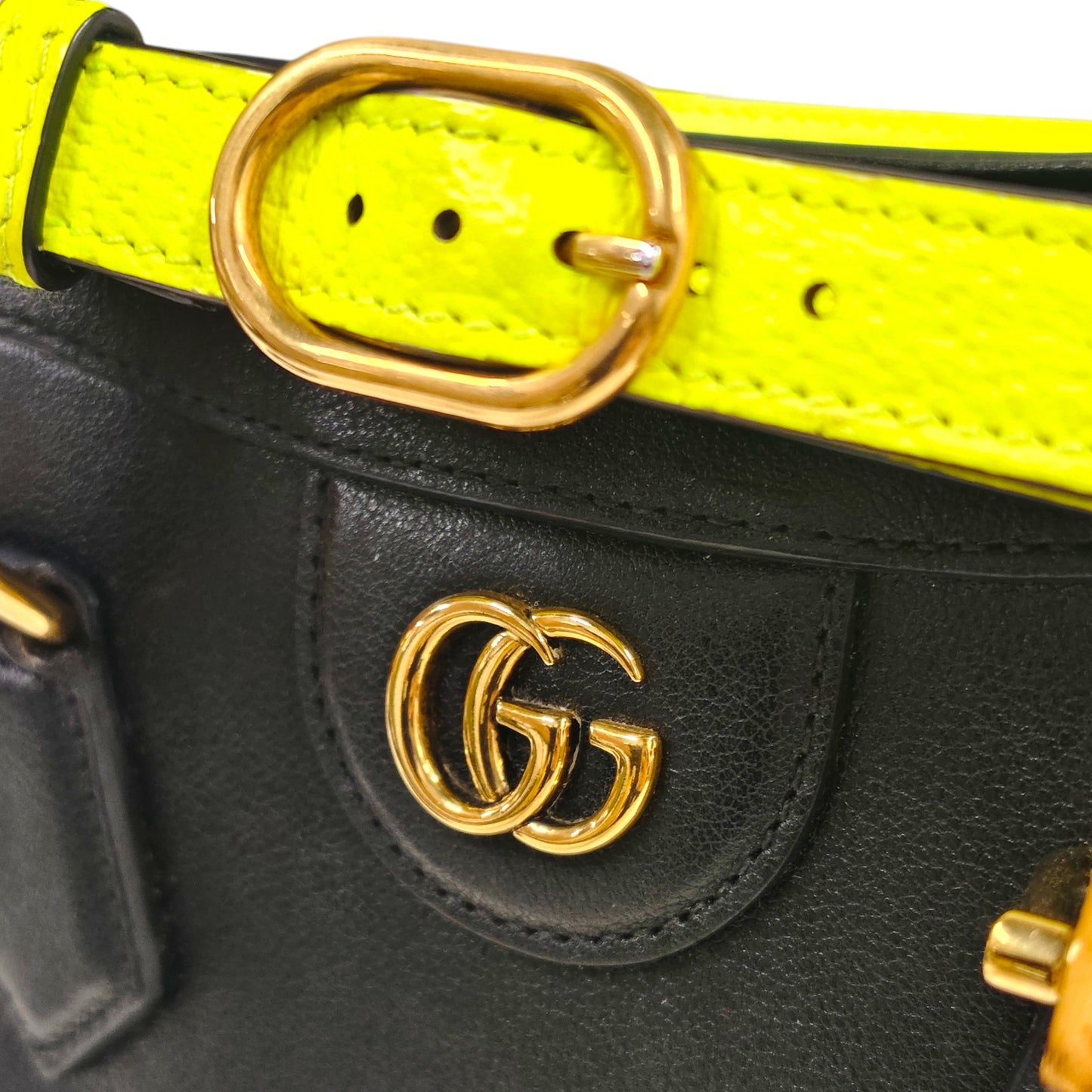 GUCCI 2WAY Bag 655661 525940 Black/Yellow Rank B