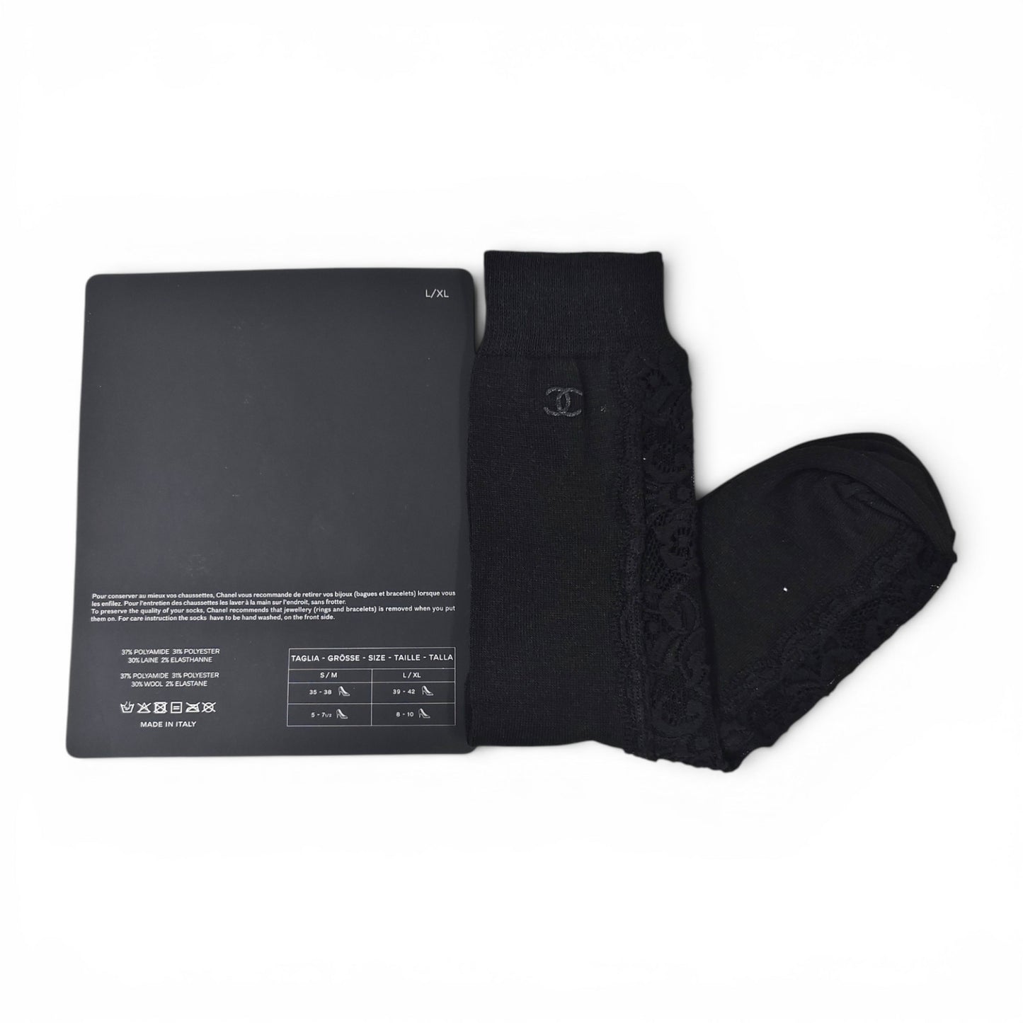 CHANEL Socks Black Rank B