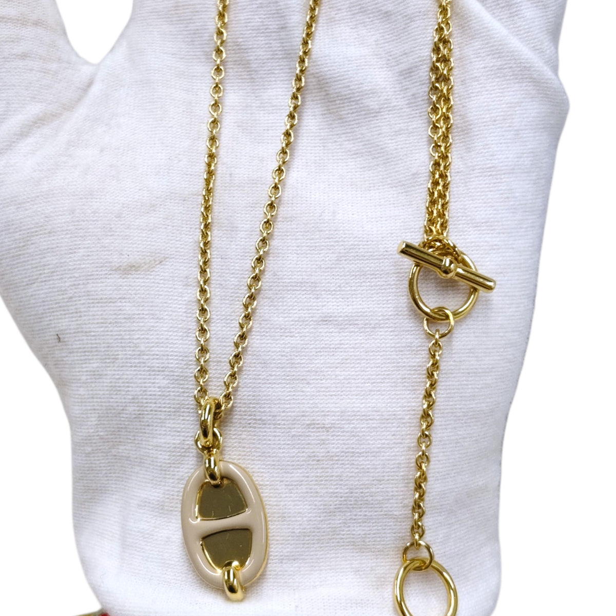 HERMES Necklace Gold Color Mini Maillon PM *GD 02 74 Rank B