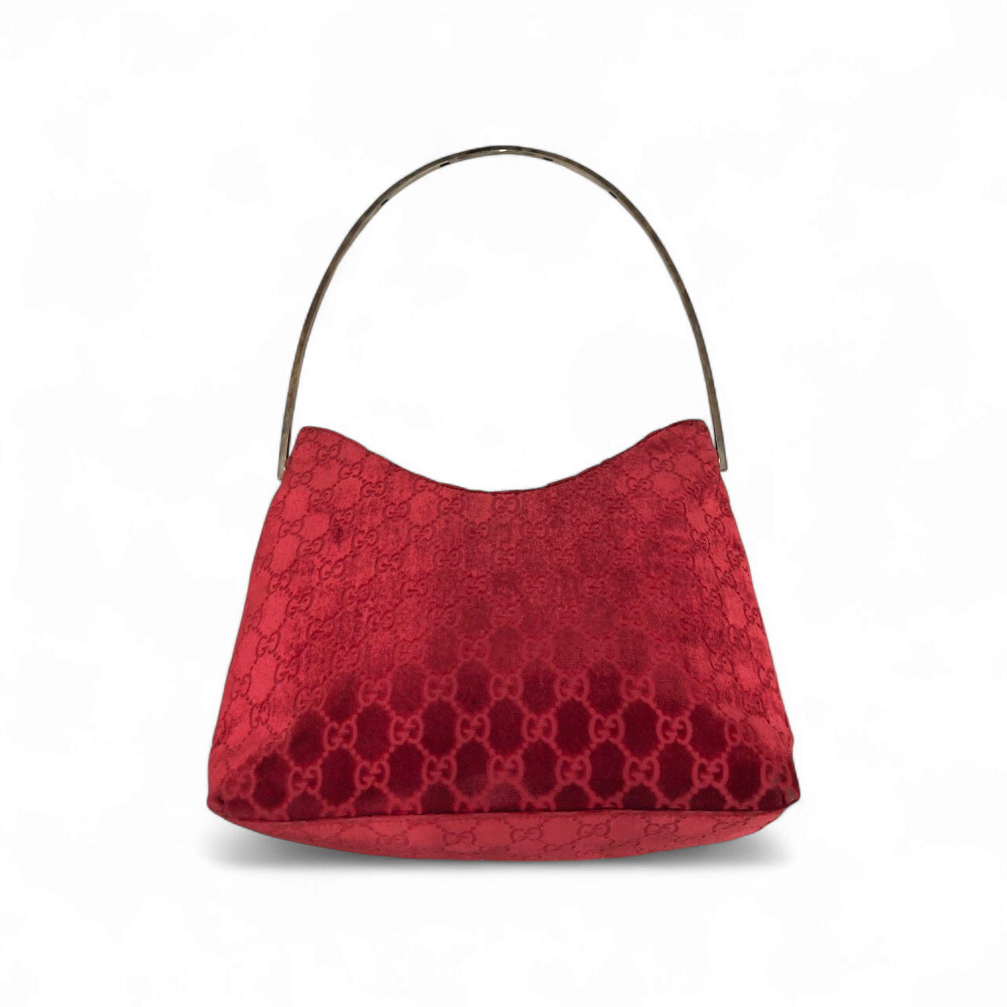GUCCI Velvet One Shoulder Bag 001-3444 Red Damage 1978 Rank B