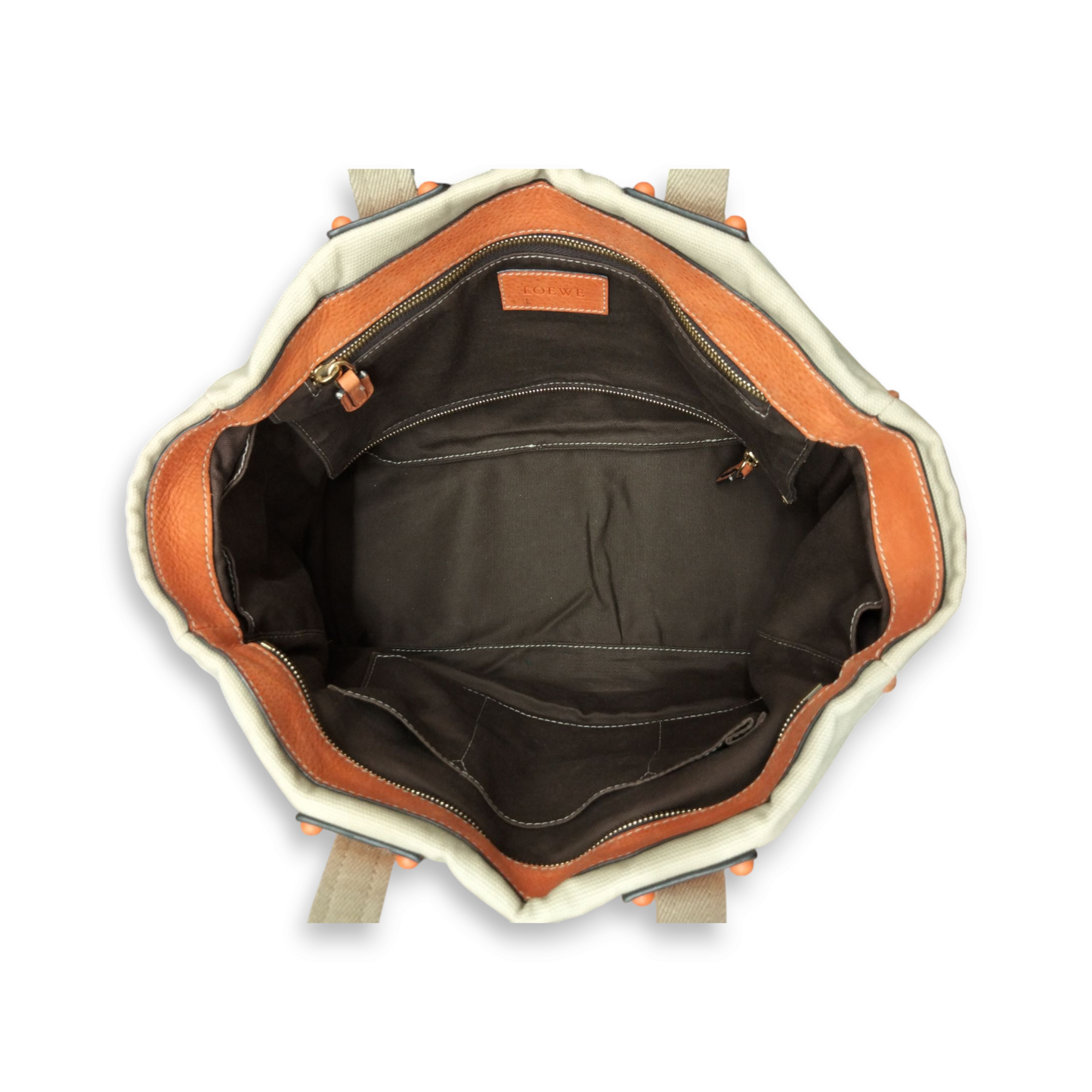 LOEWE Handbag 340712 Beige/Orange *Stain* Rank B