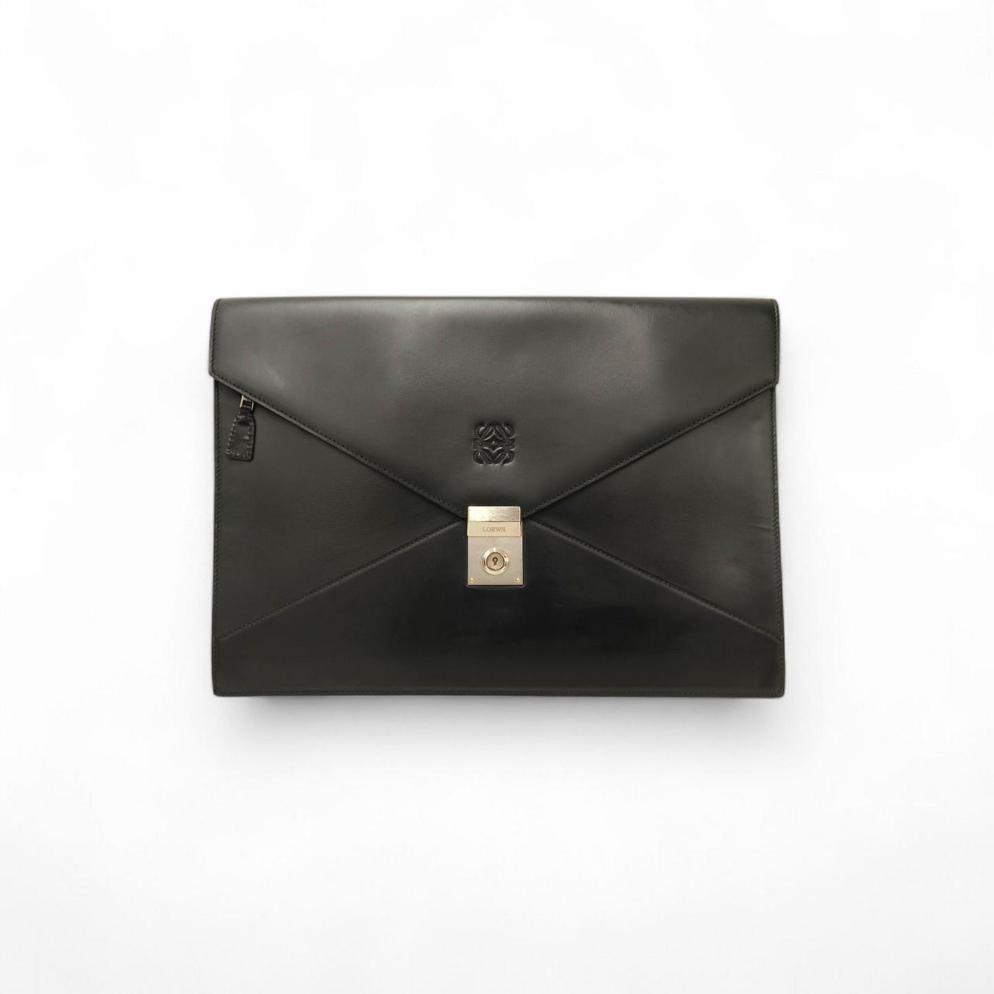 LOEWE Clutch Bag Black MADRID 1846 Rank B