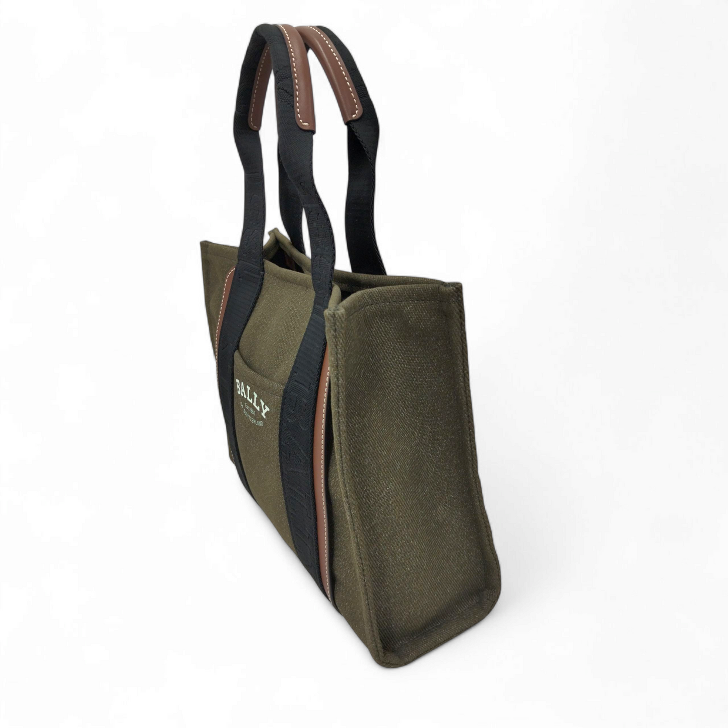 BALLY Hand Tote Bag Rank B Olive/Black Stain