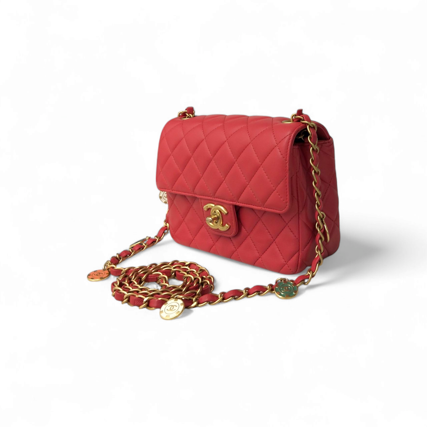 CHANEL Chain Shoulder Bag Mini Matrasse AS3737 Pink red Scratch TPN476H Rank (AB)