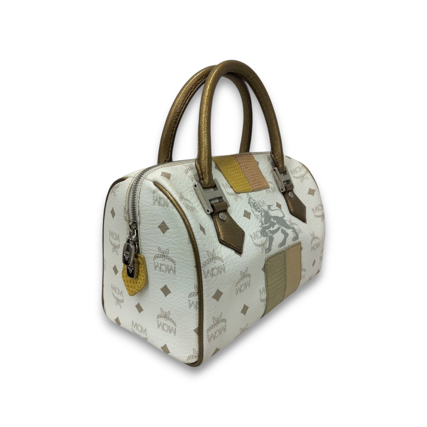 MCM Handbag 1011080020922 White Stain Princess Lion Rank B