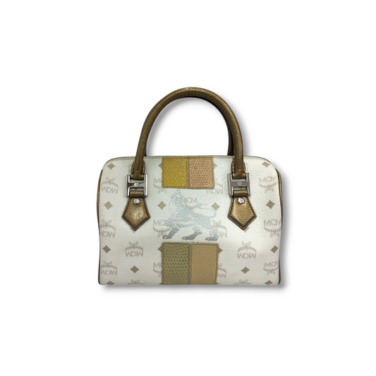 MCM Handbag 1011080020922 White Stain Princess Lion Rank B