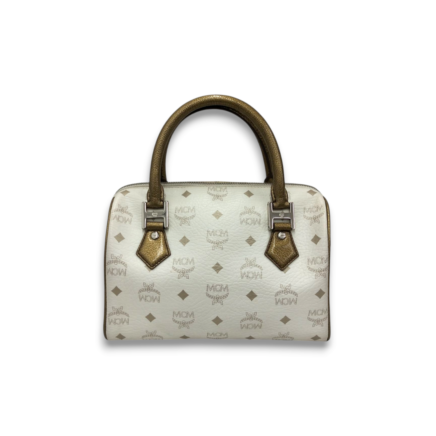 MCM Handbag 1011080020922 White Stain Princess Lion Rank B