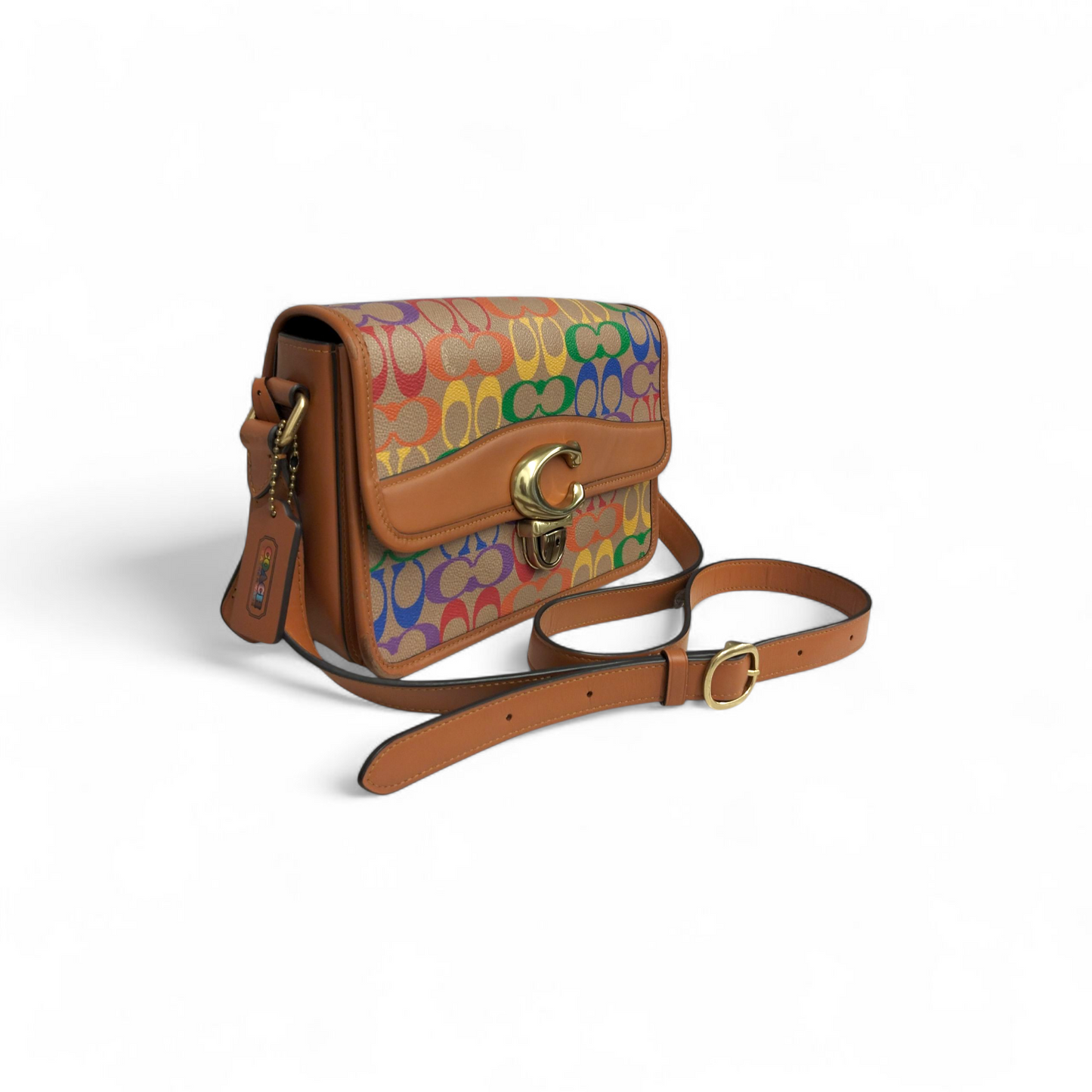 COACH Shoulder Bag CA099 Brown Multi Color Stain Rank(B)