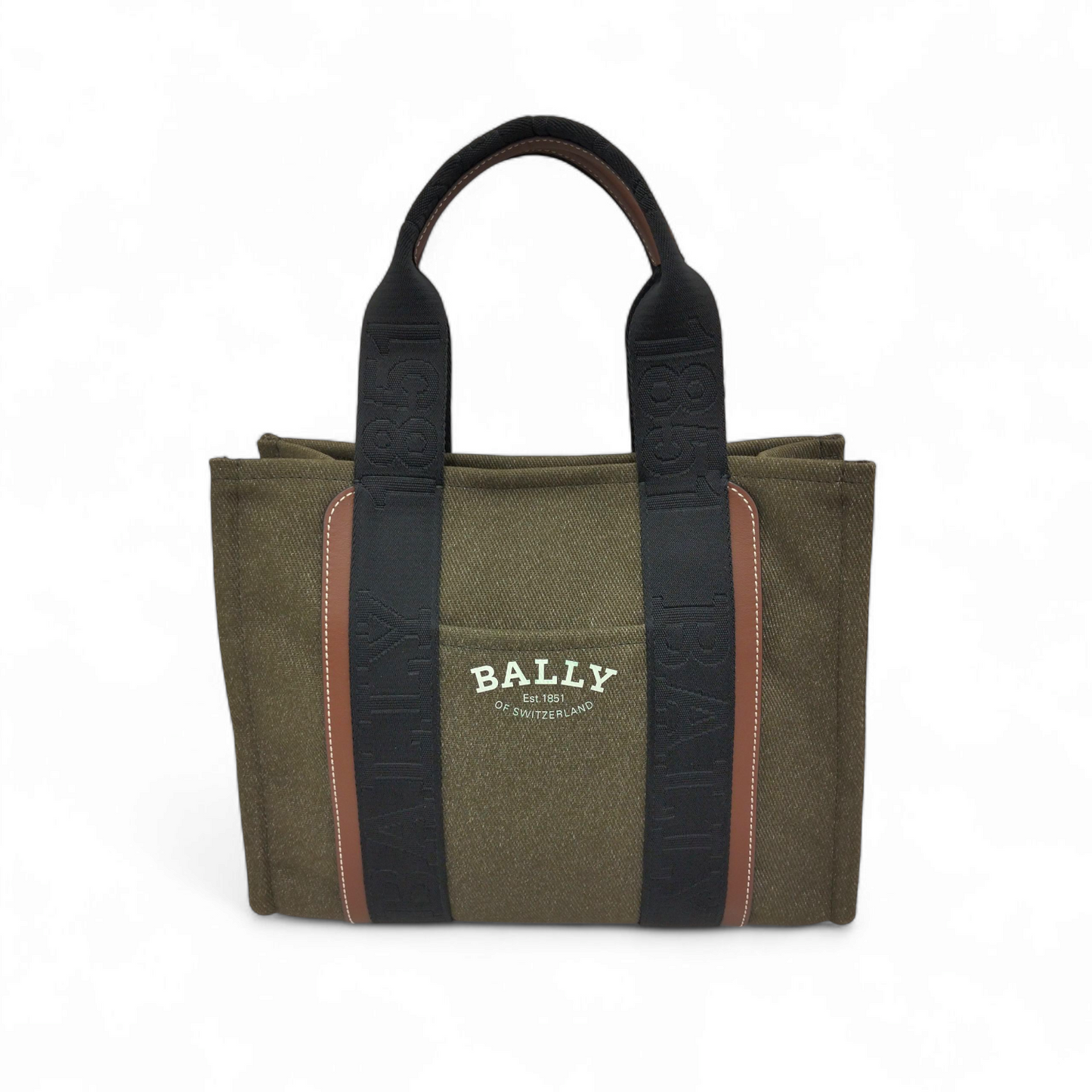 BALLY Hand Tote Bag Rank B Olive/Black Stain