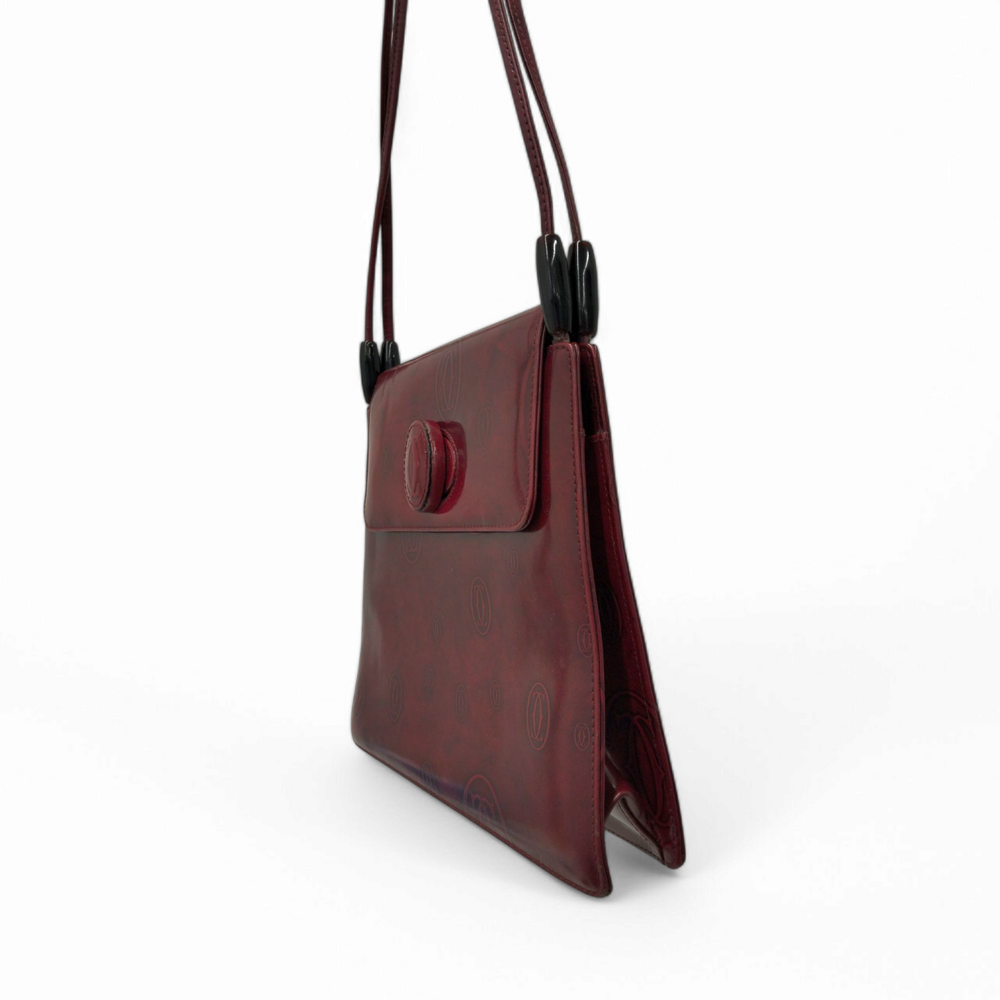 Cartier Shoulder Bag Wine Red Happy Birthday Turnlock Rank B