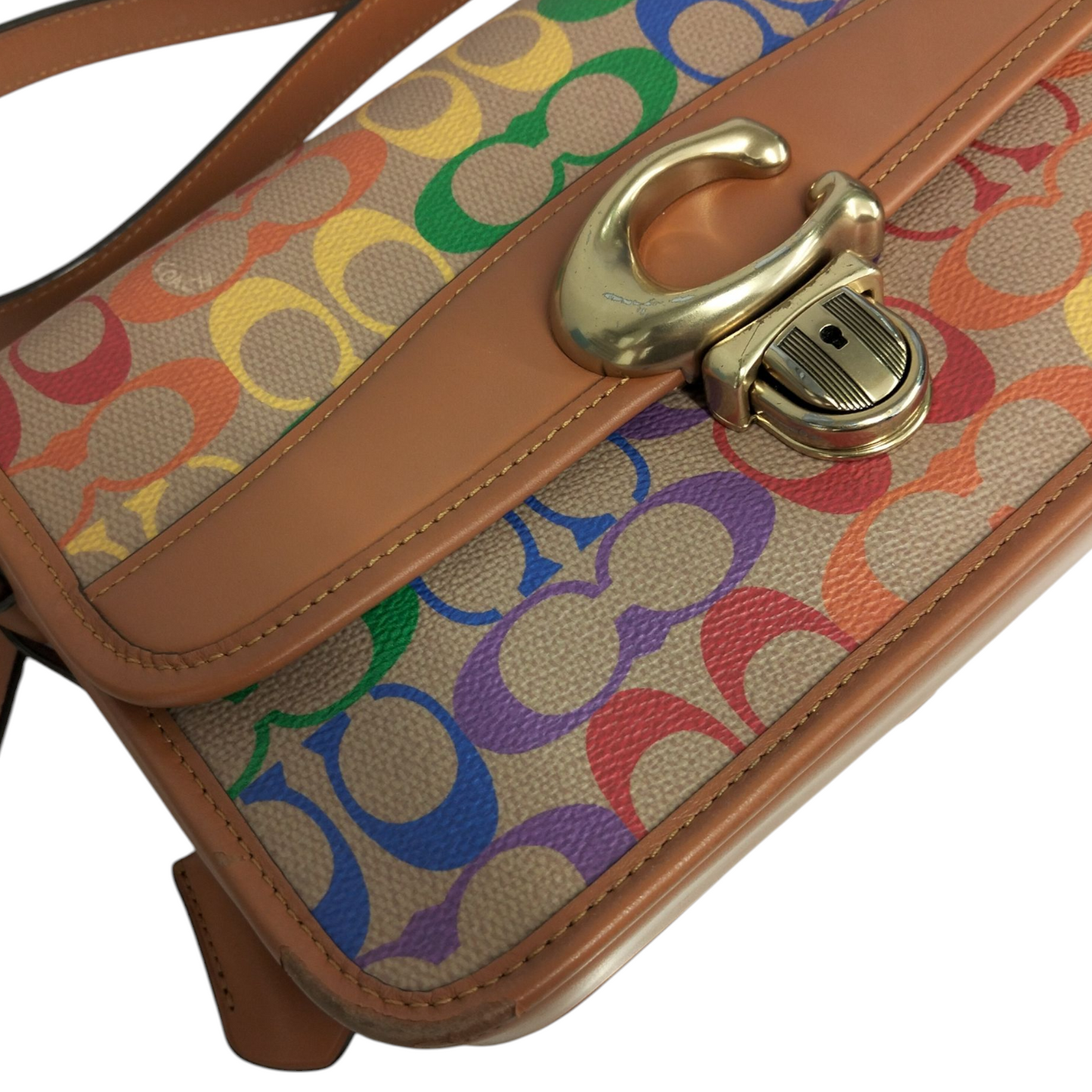 COACH Shoulder Bag CA099 Brown Multi Color Stain Rank(B)