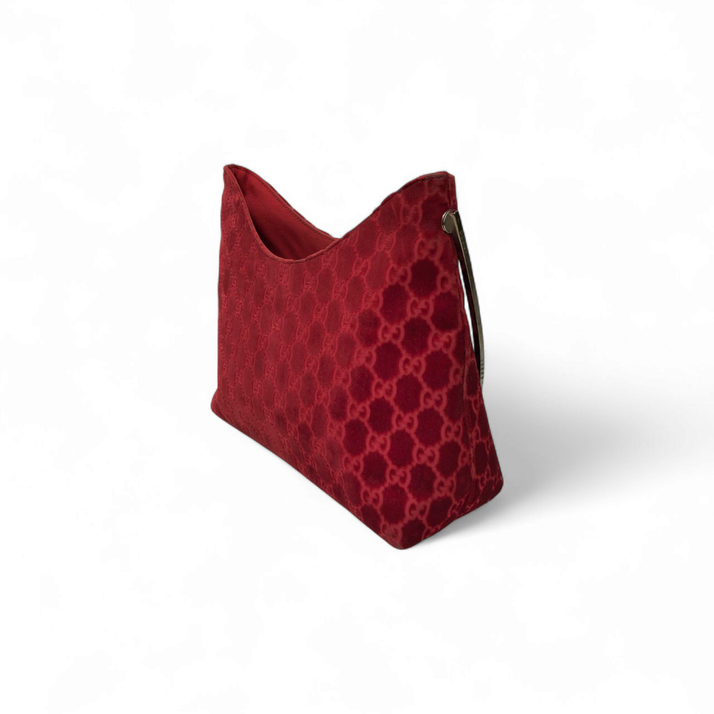 GUCCI Velvet One Shoulder Bag 001-3444 Red Damage 1978 Rank B