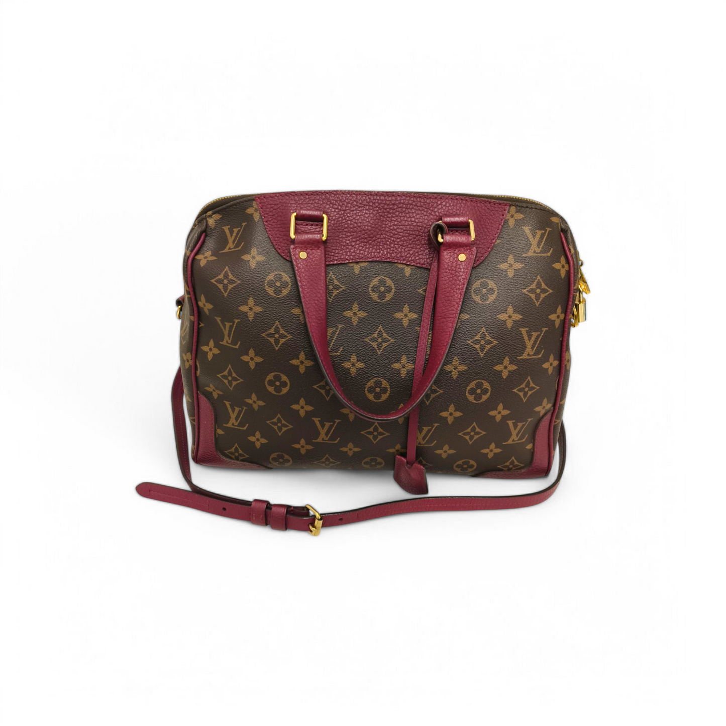 LOUIS VUITTON Hand Bag Monogram M40545 Brown/Red Retiro Rank AB