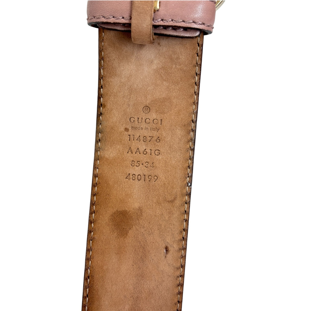 GUCCI Belt size 34 114876 480199 Pink Stain