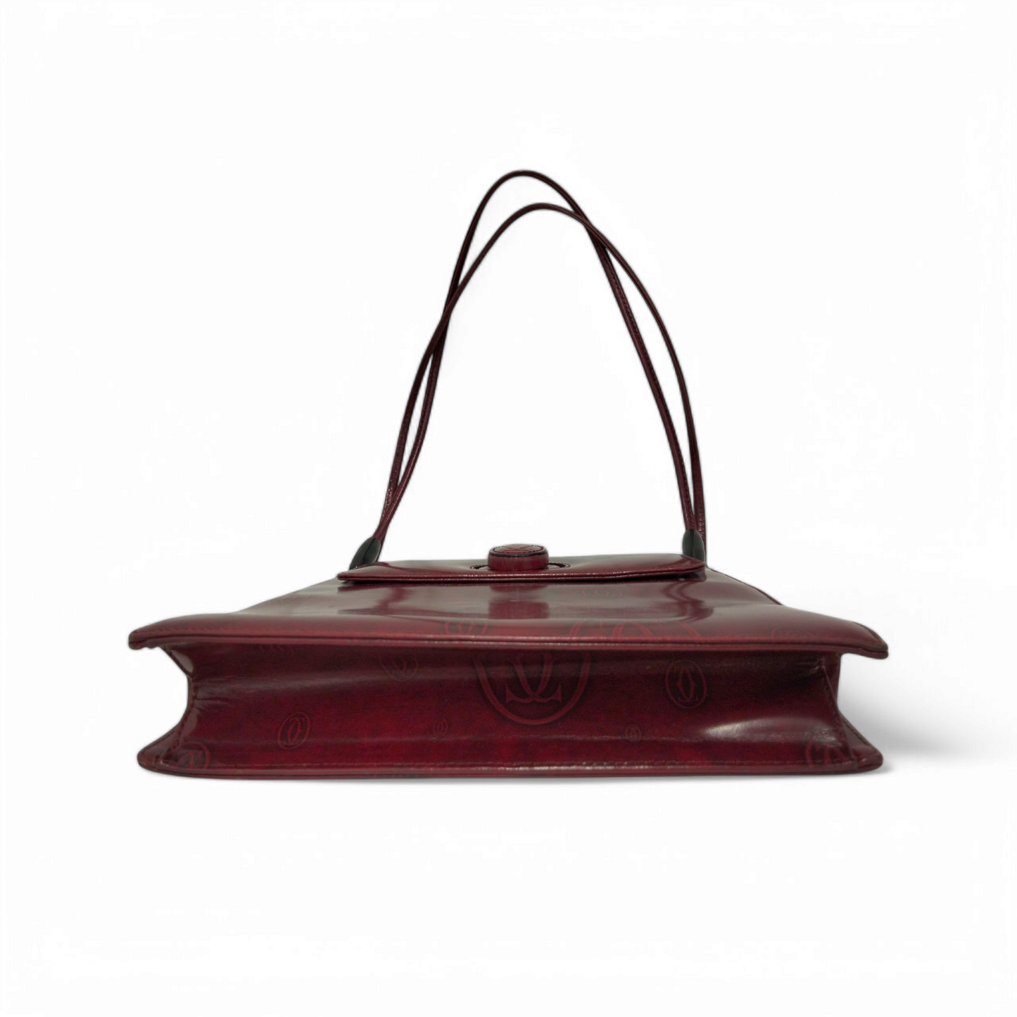 Cartier Shoulder Bag Wine Red Happy Birthday Turnlock Rank B