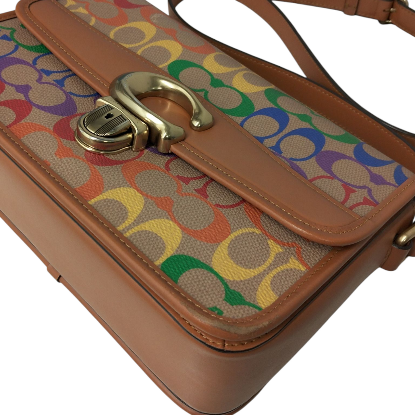 COACH Shoulder Bag CA099 Brown Multi Color Stain Rank(B)