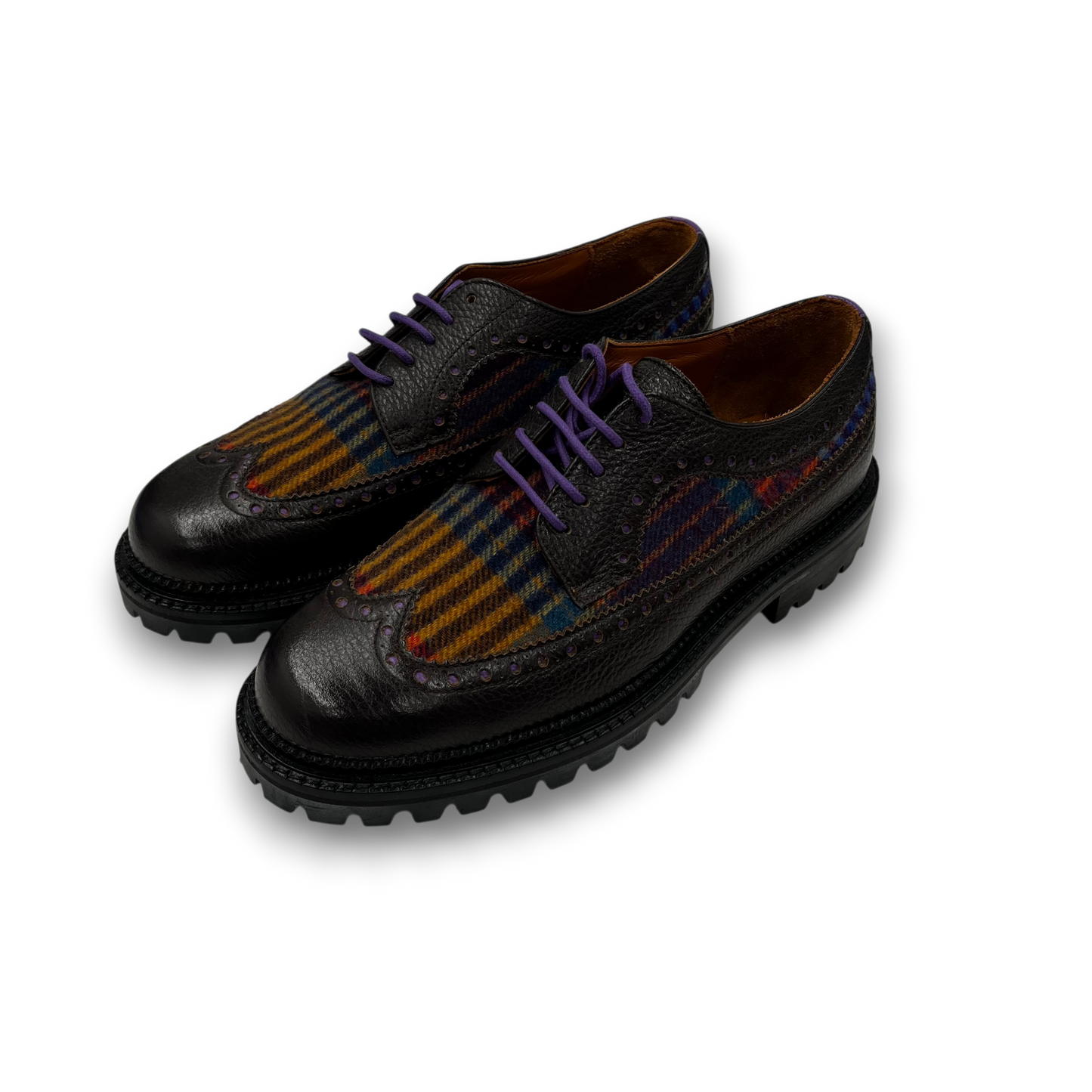 ETRO Switchching Wing Tip Shoes 41 Mens Brown