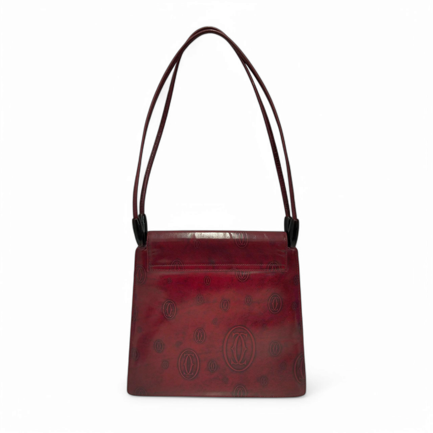 Cartier Shoulder Bag Wine Red Happy Birthday Turnlock Rank B
