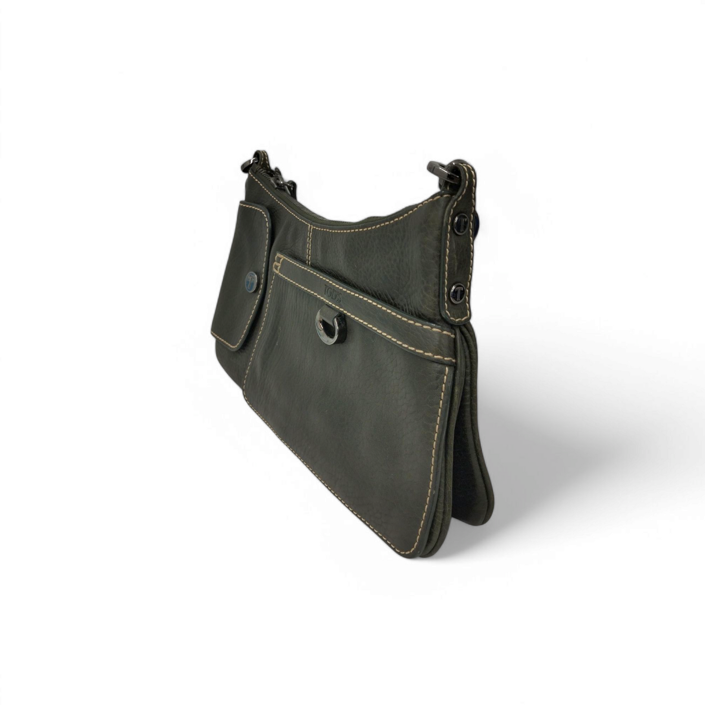 TOD'S Handbag AP09 Olive REAL BAGUETTE HOBO Rank B