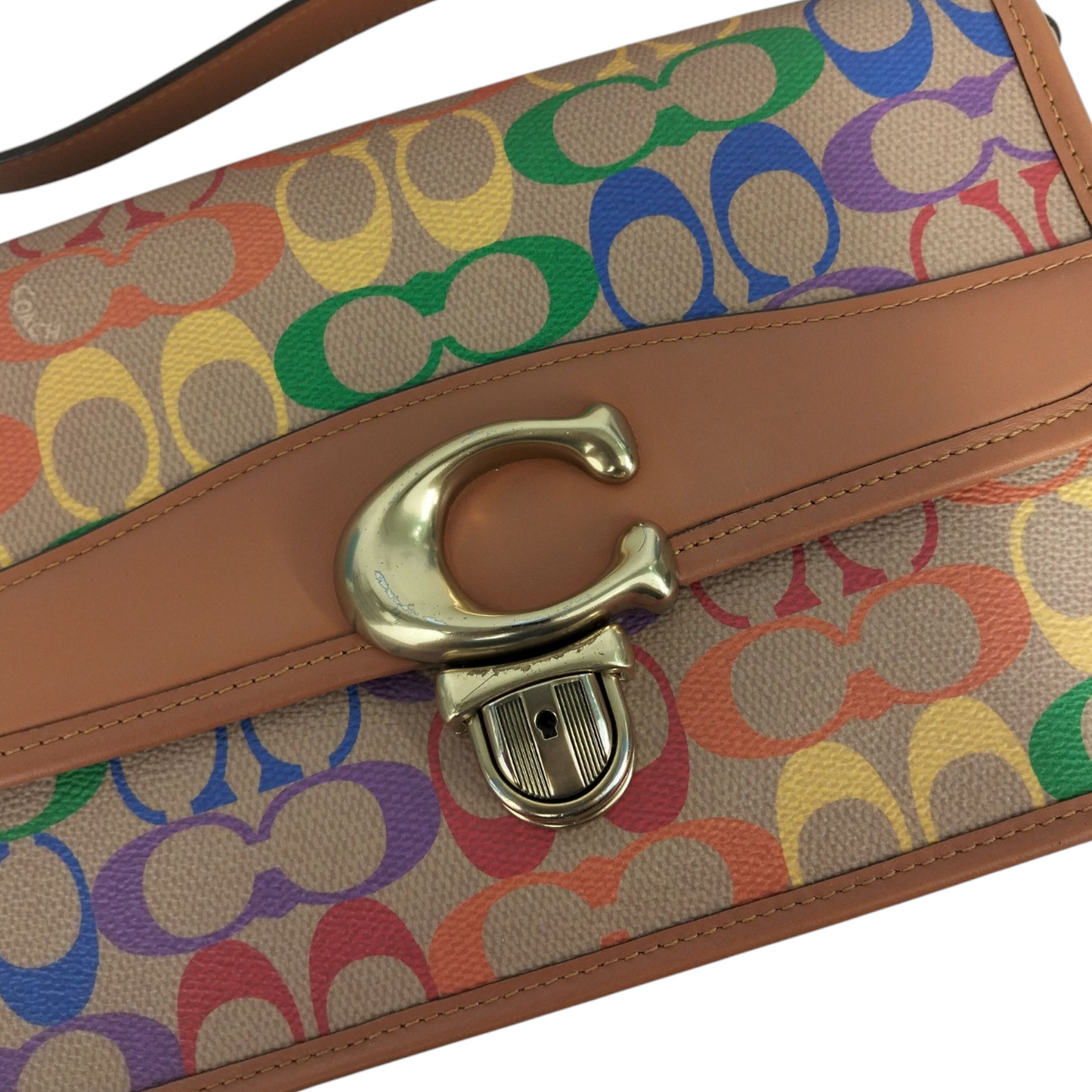 COACH Shoulder Bag CA099 Brown Multi Color Stain Rank(B)