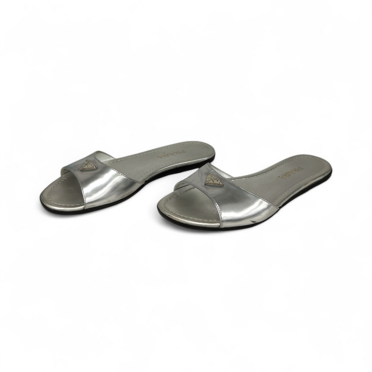 PRADA Sandal 38 Lady's Silver *Stain/Damage* Rank B