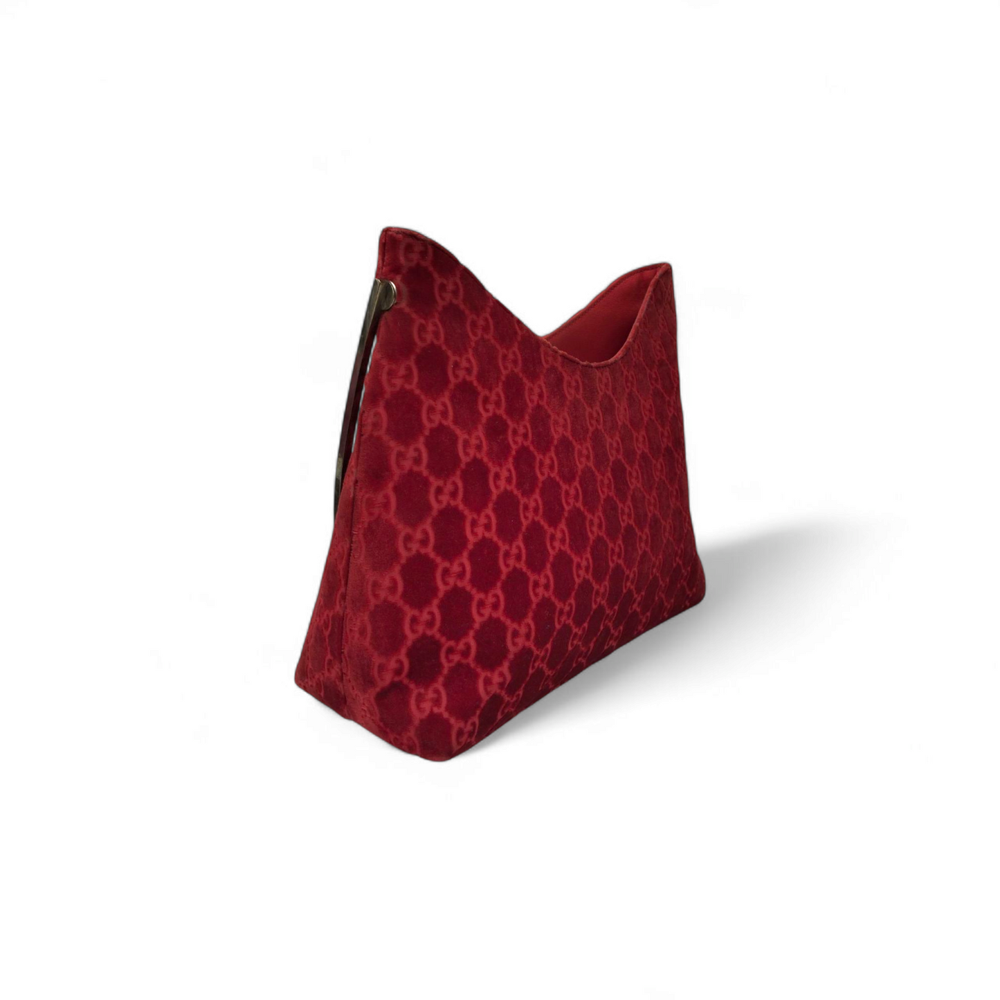 GUCCI Velvet One Shoulder Bag 001-3444 Red Damage 1978 Rank B