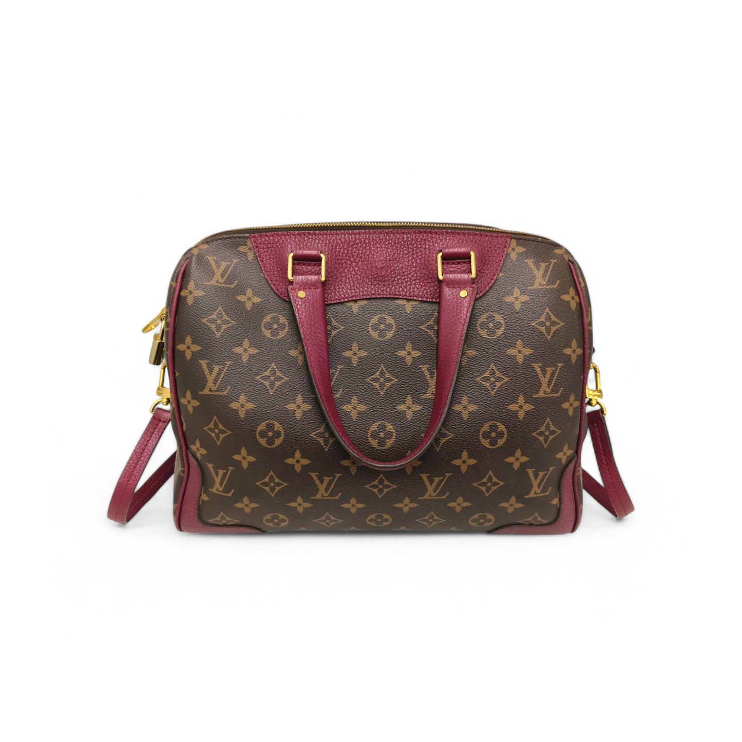LOUIS VUITTON Hand Bag Monogram M40545 Brown/Red Retiro Rank AB
