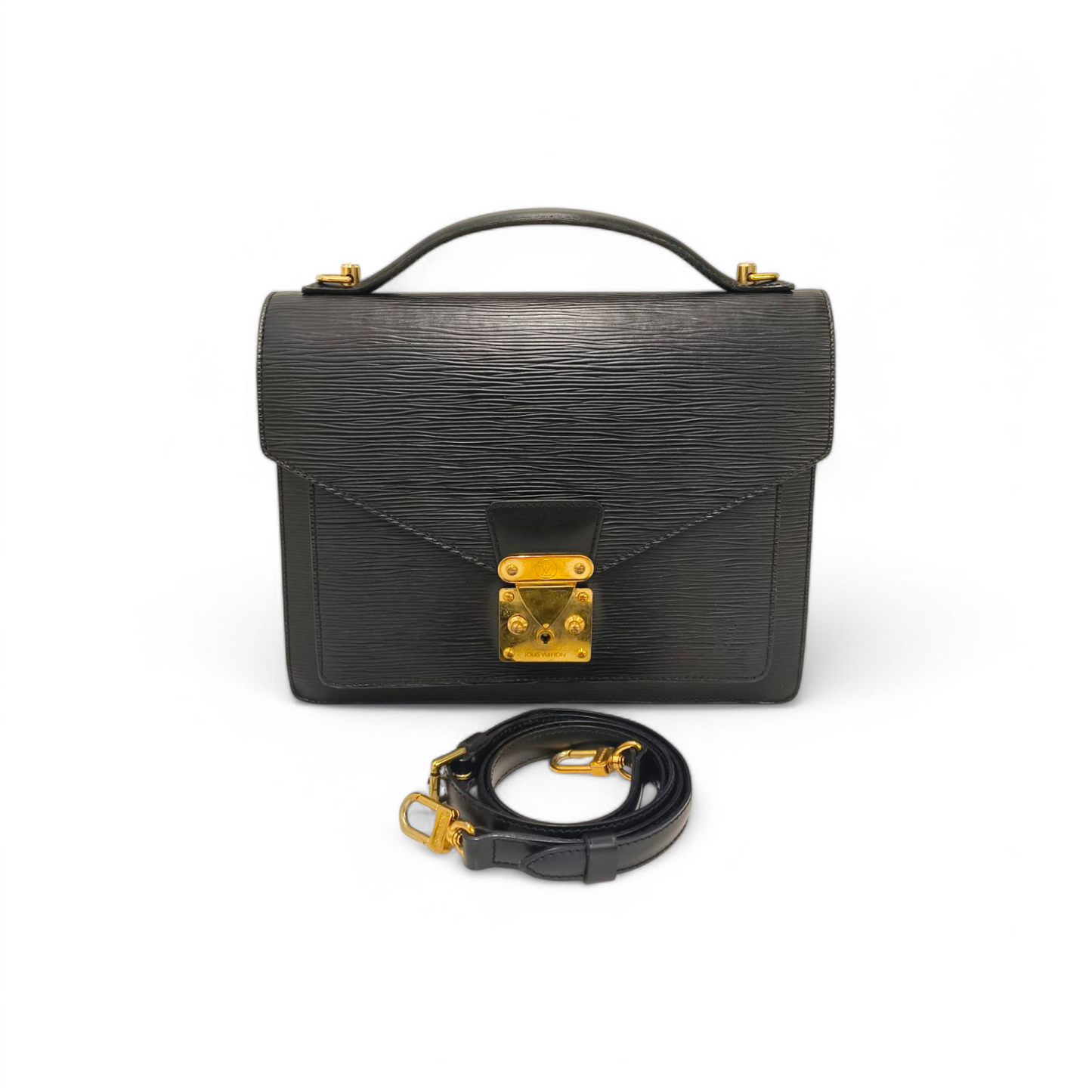 LOUIS VUITTON 2WAY Bag Epi M52122 Black Scratch SR1928 Monceau28 Rank B