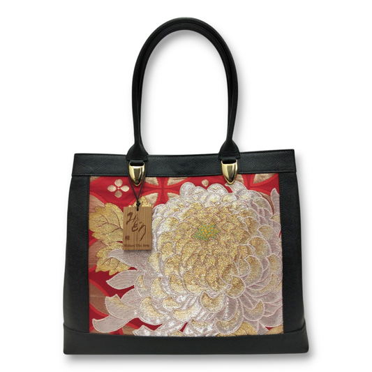Midori Obi Arts Obi Remake Shoulder Bag Black/Red/Gold