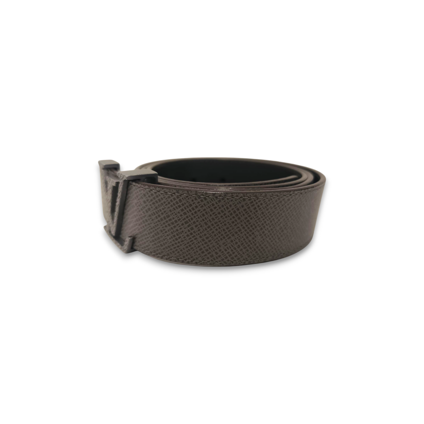 LOUIS VUITTON Belt Gray M6898 SAINT-CHEOL METROPOLE TAIGA BELT Rank B