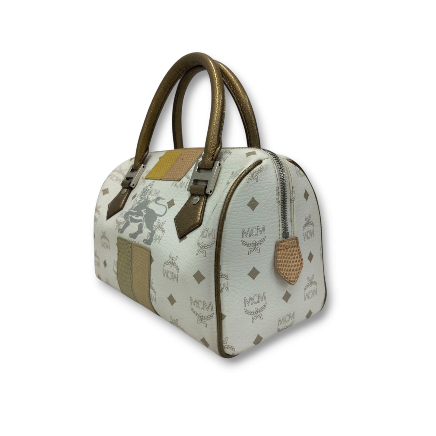 MCM Handbag 1011080020922 White Stain Princess Lion Rank B