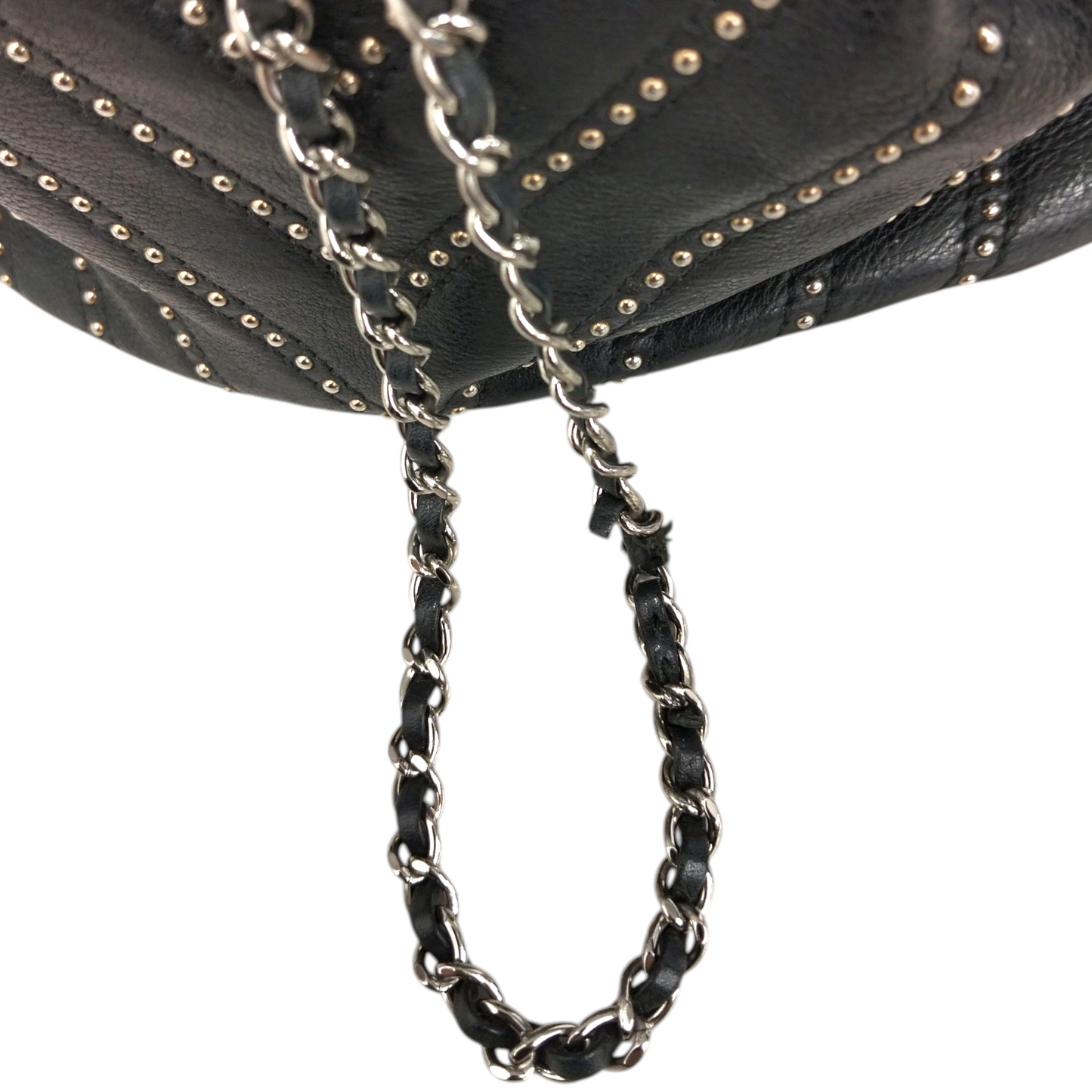 CHANEL Studs Shoulder Bag A93850 Black Stain 23771361 Rank(B)