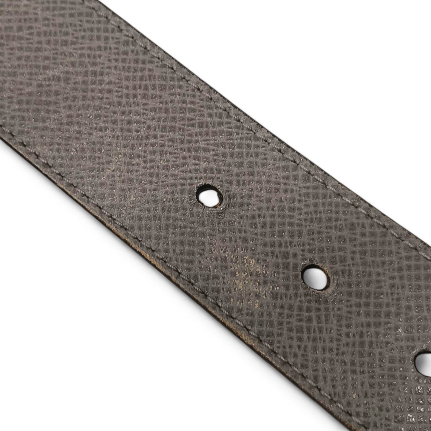 LOUIS VUITTON Belt Gray M6898 SAINT-CHEOL METROPOLE TAIGA BELT Rank B