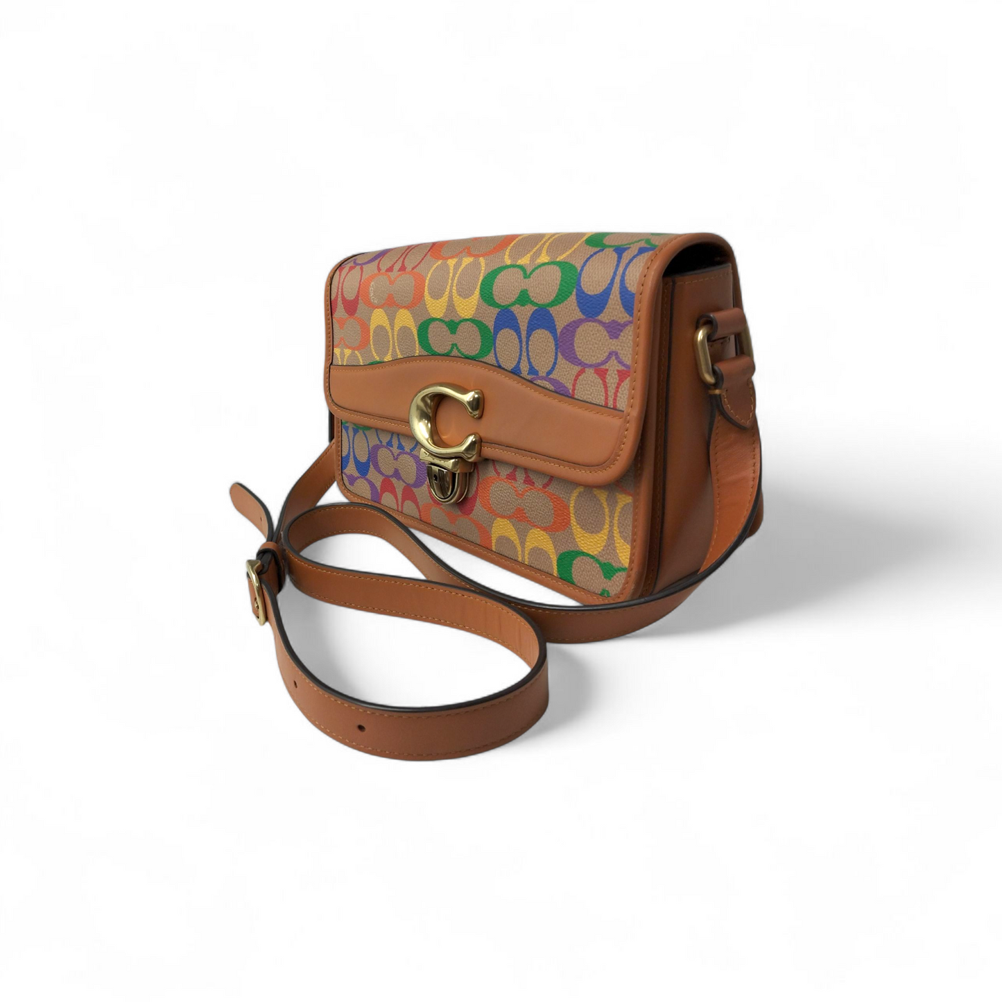 COACH Shoulder Bag CA099 Brown Multi Color Stain Rank(B)