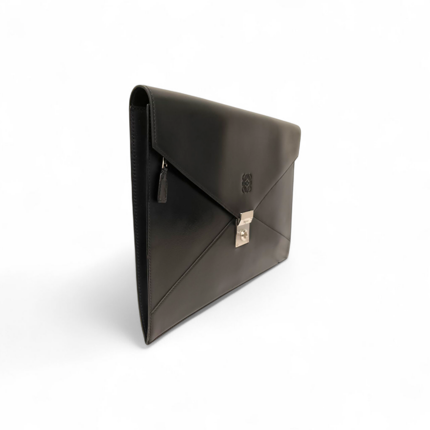 LOEWE Clutch Bag Black MADRID 1846 Rank B