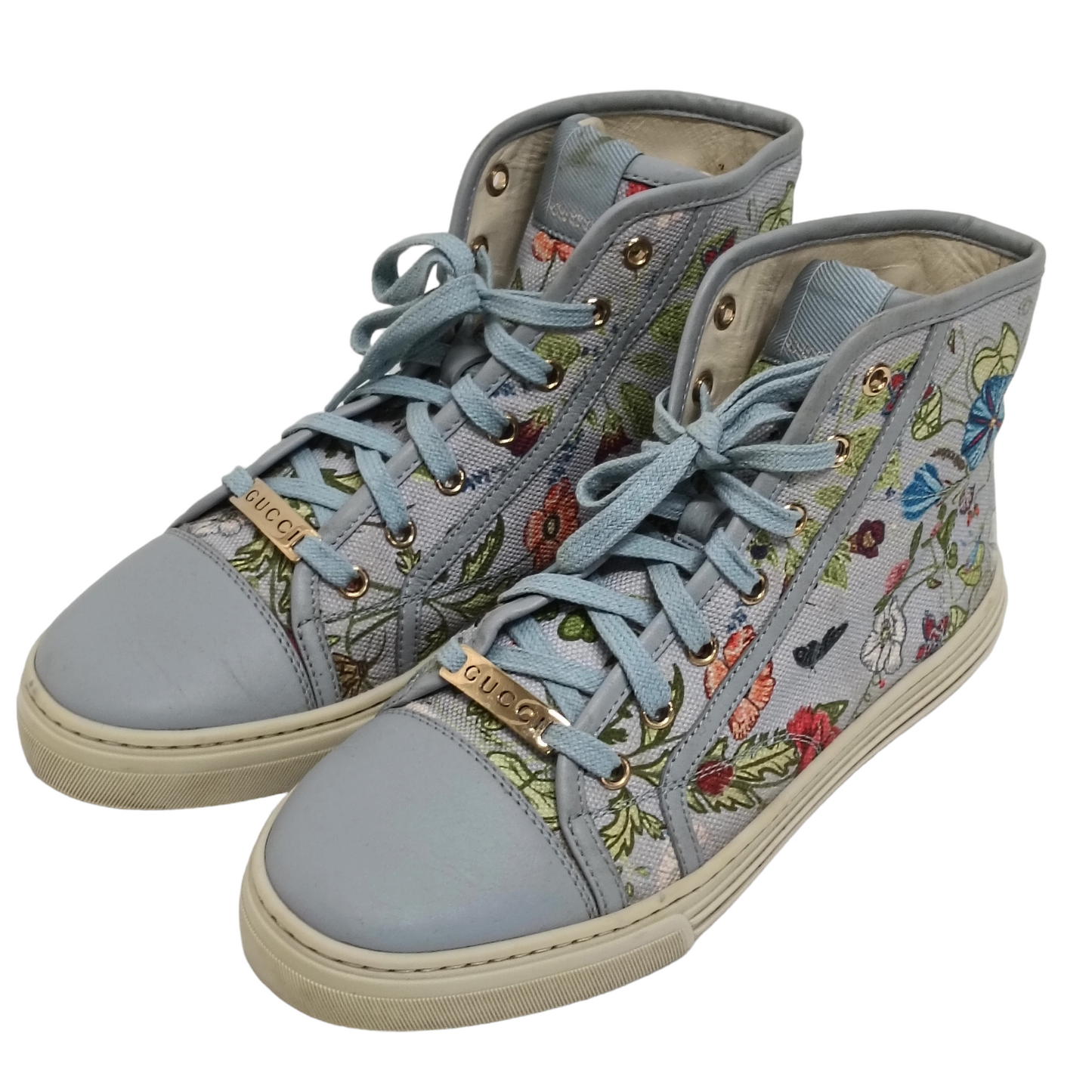 GUCCI High Cut Sneaker 380960 Lady's Sky Blue Size 37.5 eu
